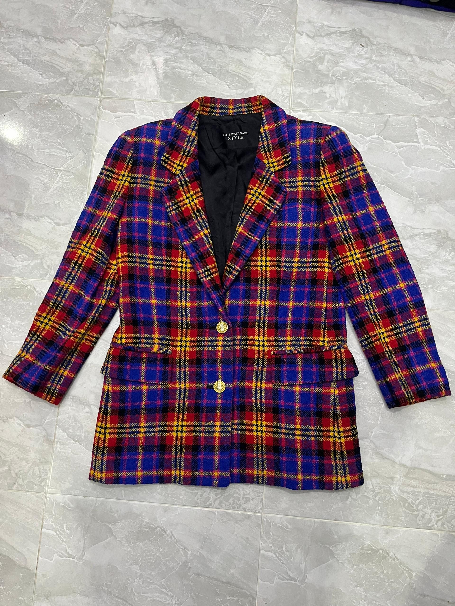 Japanese Brand Koji Watanabe Wool Tartan Blazer CDG Yohji Vibe Size US XS / EU 42 / 0 - 12 Thumbnail