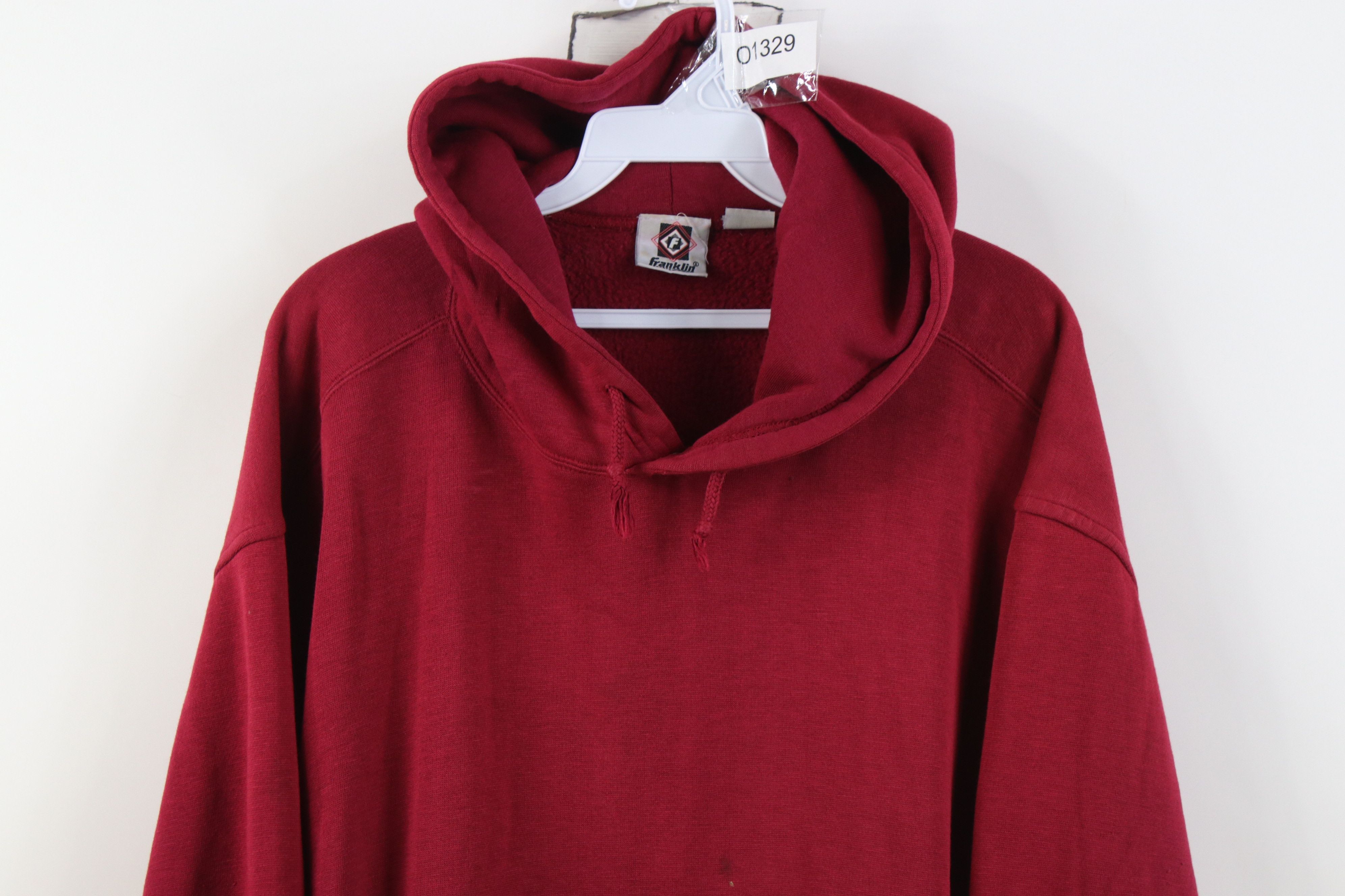 Vintage Vintage 90s Streetwear Blank Knit Hoodie Sweatshirt Red Size US XXL / EU 58 / 5 - 2 Thumbnail