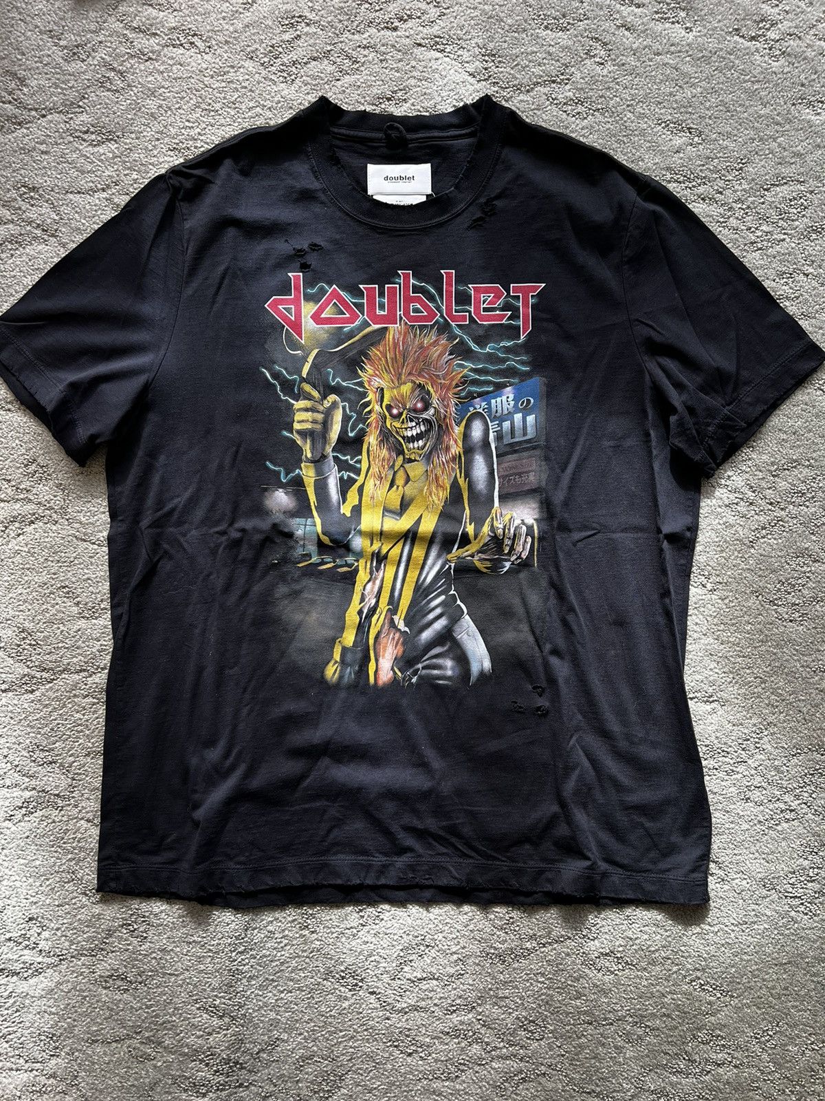 image of Doublet Aoyama Iron Maiden Zombie Killers Tee in Black, Men's (Size Small)