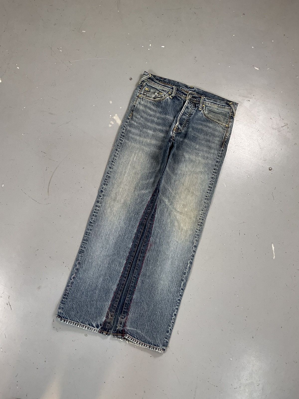 Japanese Brand × Vintage Vintage Evisu inspired Japanese SpellOut embroidered denim Size US 34 / EU 50 - 3 Thumbnail
