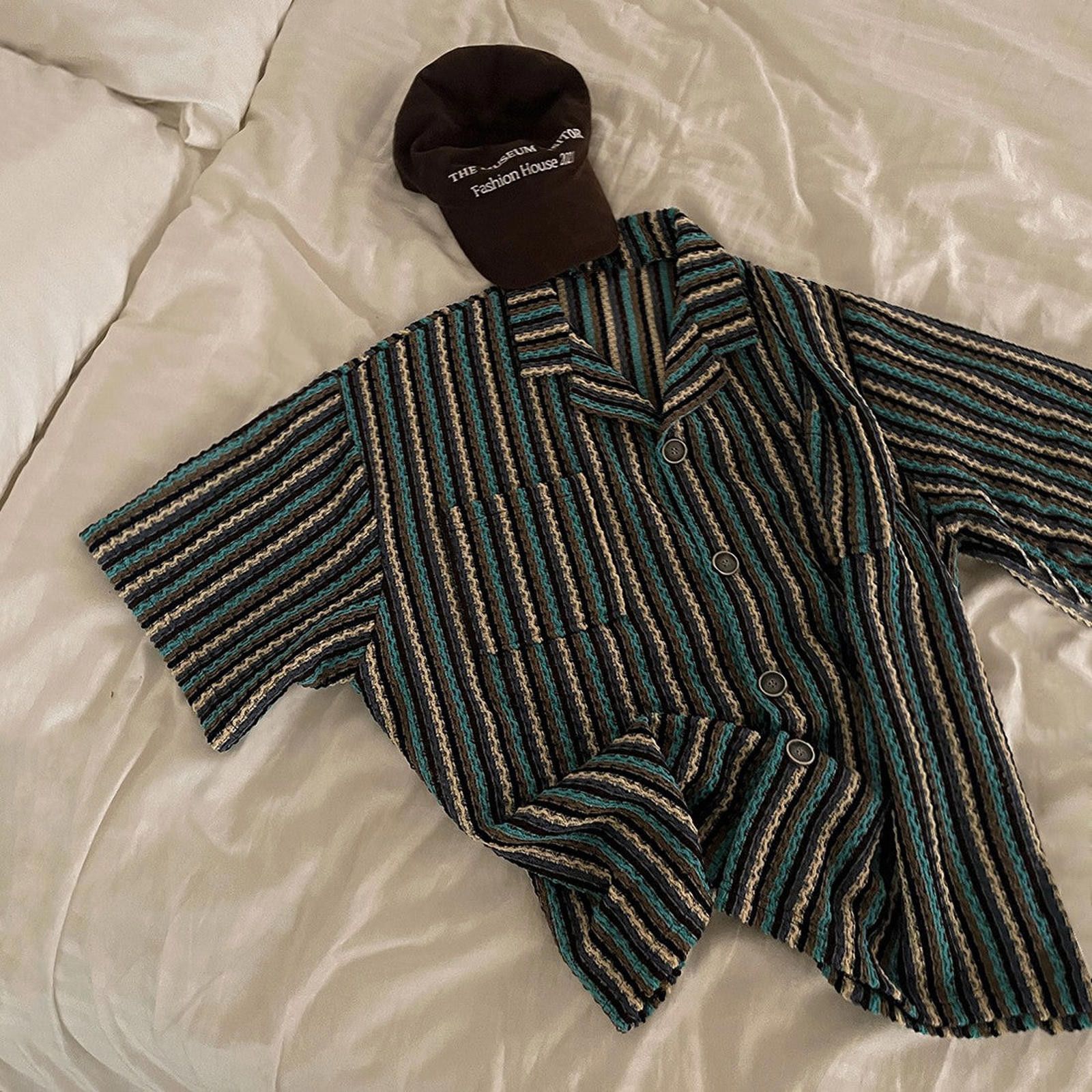 Other Striped Button Short Sleeve Shirt Size US M / EU 48-50 / 2 - 4 Thumbnail