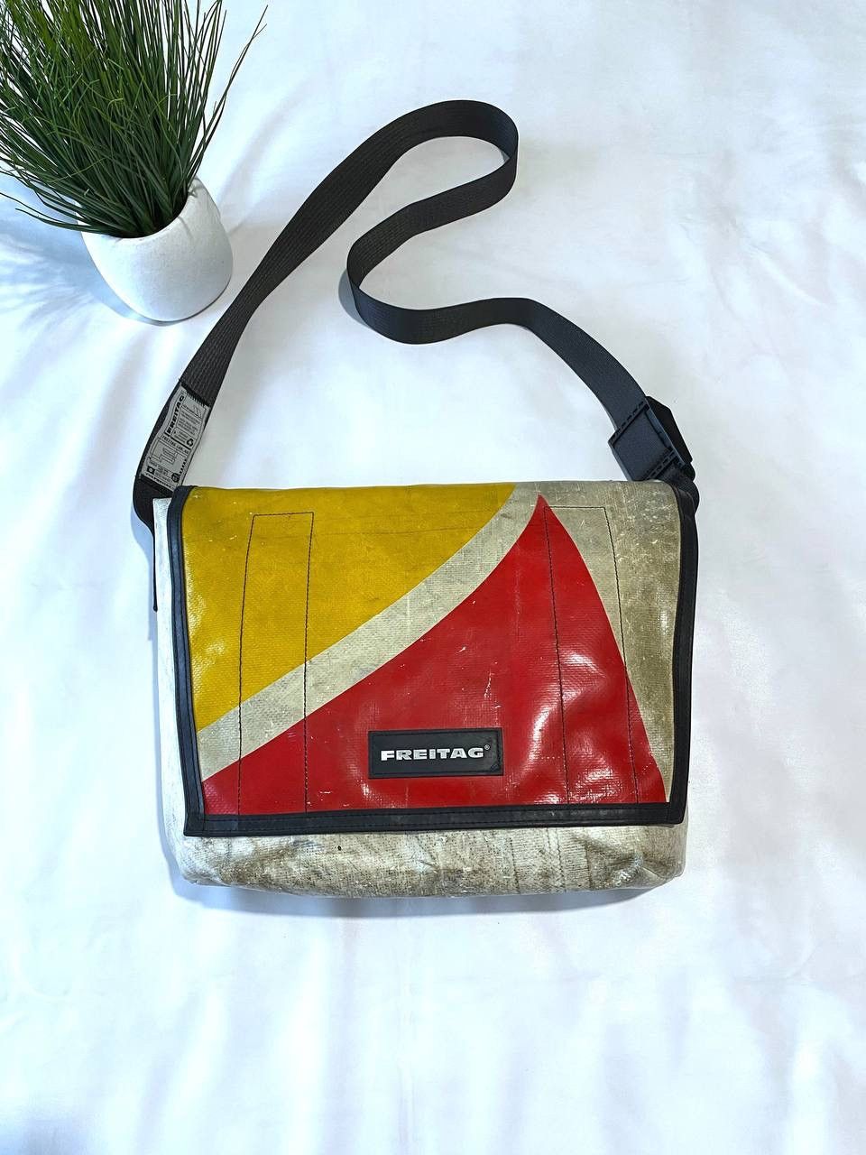 Freitag Messenger Crossbody Bag, Size L in Beige, Men's