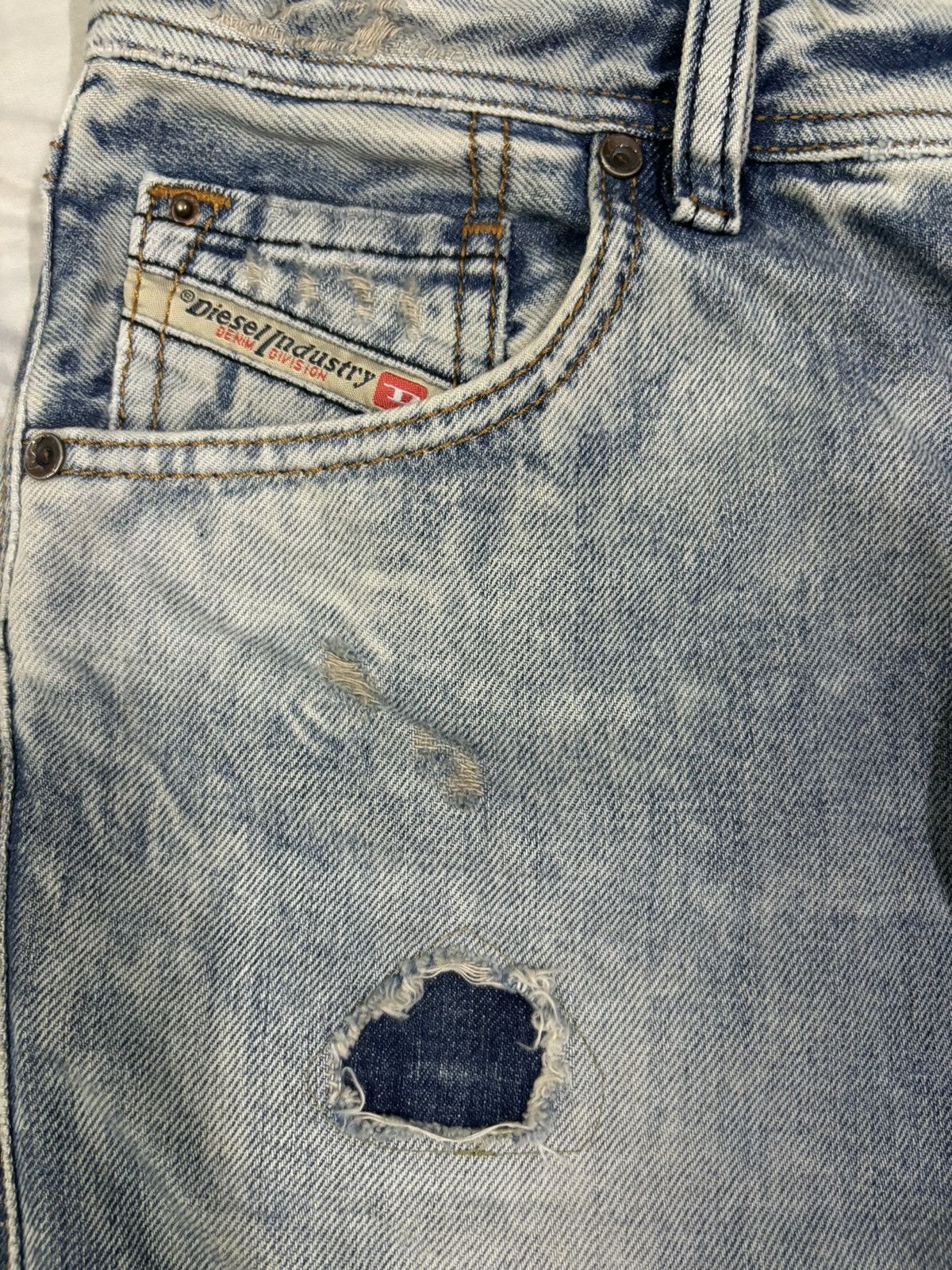 Diesel Diesel Industry Acid Wash Patched Distressed Curved Jeans Size US 31 - 5 Thumbnail