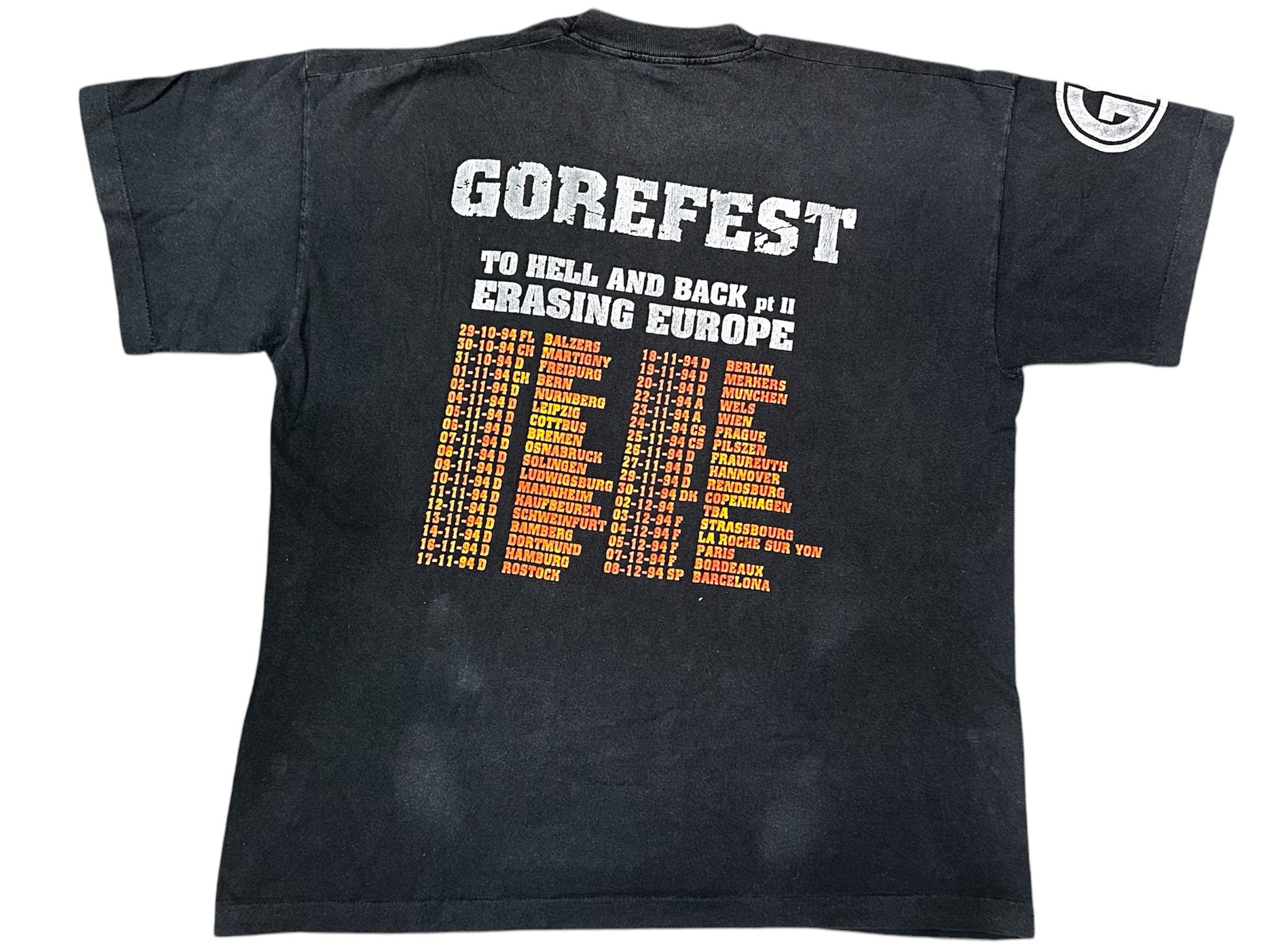 Vintage Gorefest "To Hell And Back: Erasing Europe" Tour 1994 shirt Size US XL / EU 56 / 4 - 2 Thumbnail