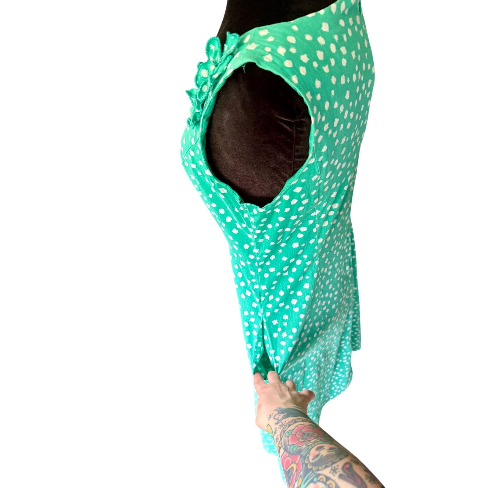 Vintage Vintage Robbie Bee Green White Polka Dot Dress Med Large 12 Size M / US 6-8 / IT 42-44 - 4 Thumbnail