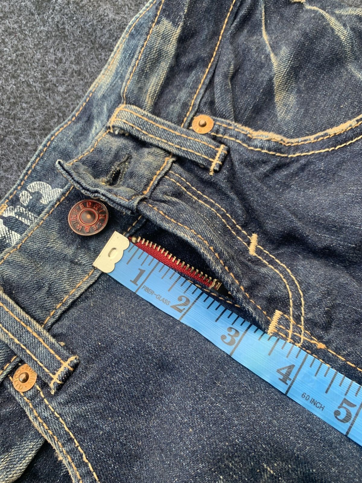 Edwin Vintage Edwin 503 Blue Trip Sun Faded Flare Jeans Y2K. Size US 30 / EU 46 - 11 Thumbnail