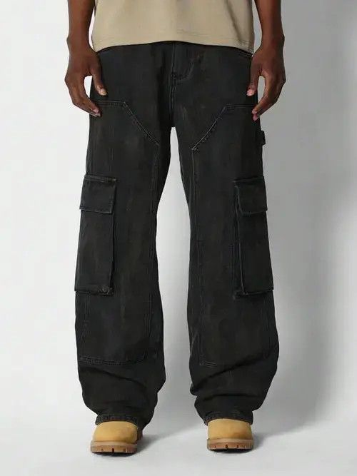 Jean High street design spider web denim straight trousers Size US 30 / EU 46 - 7 Thumbnail