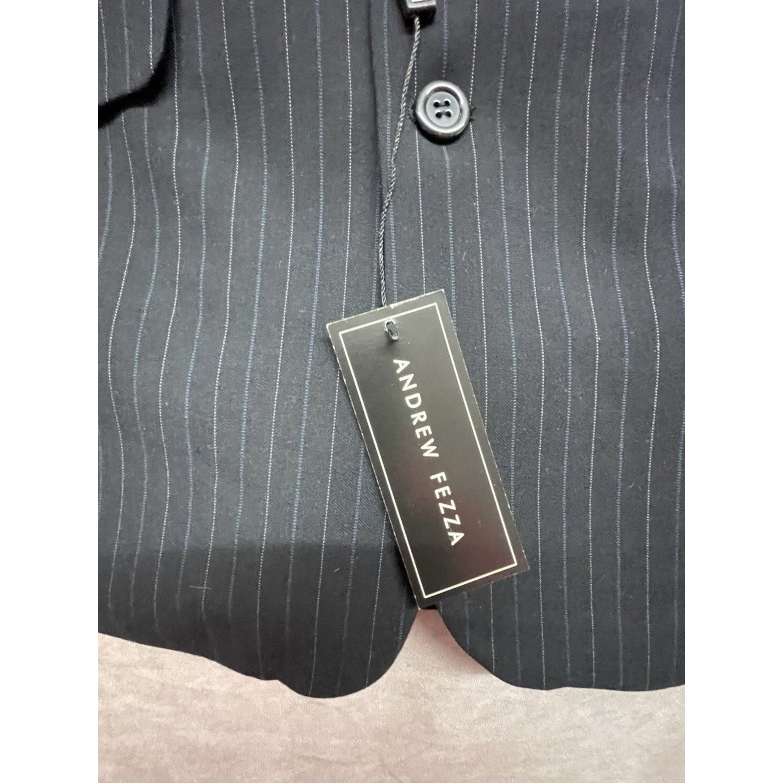 Andrew Fezza NWT Andrew Fezza Black Pinstripe 2PC Suit 36R 3-Button Poly Size 36R - 2 Thumbnail
