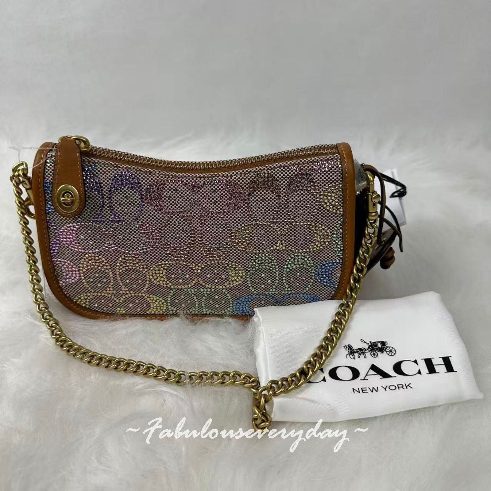 Coach Coach Swinger Bag 20 Chain Crystal Sig Jacquard Rainbow Size ONE SIZE - 1 Thumbnail