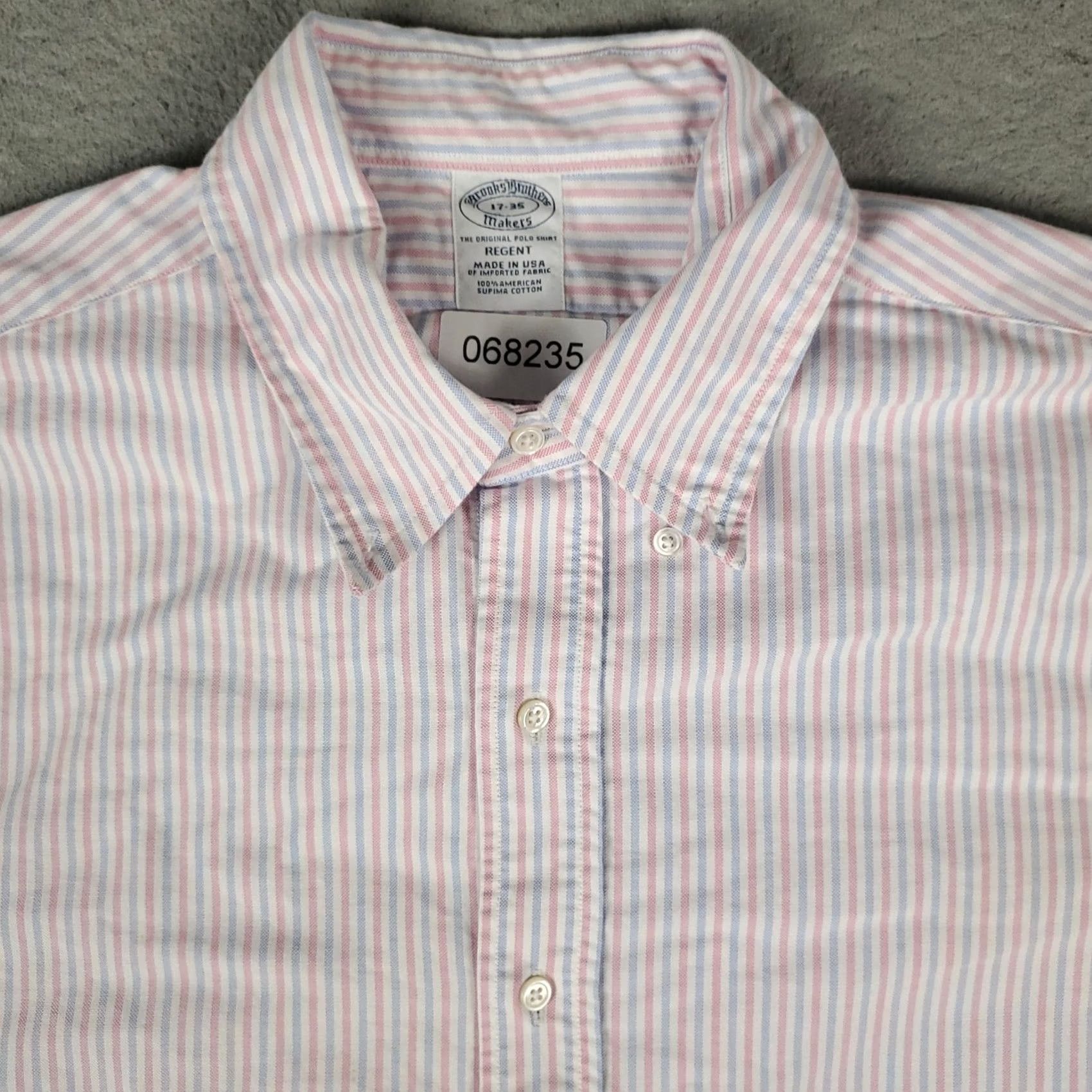 Brooks Brothers Brooks Brothers Shirt Mens 17 Pink Striped Regent Dress Button Up Long Sleeve Regular Cotton 100% Mens Dress Shirt Size 46R - 2 Thumbnail
