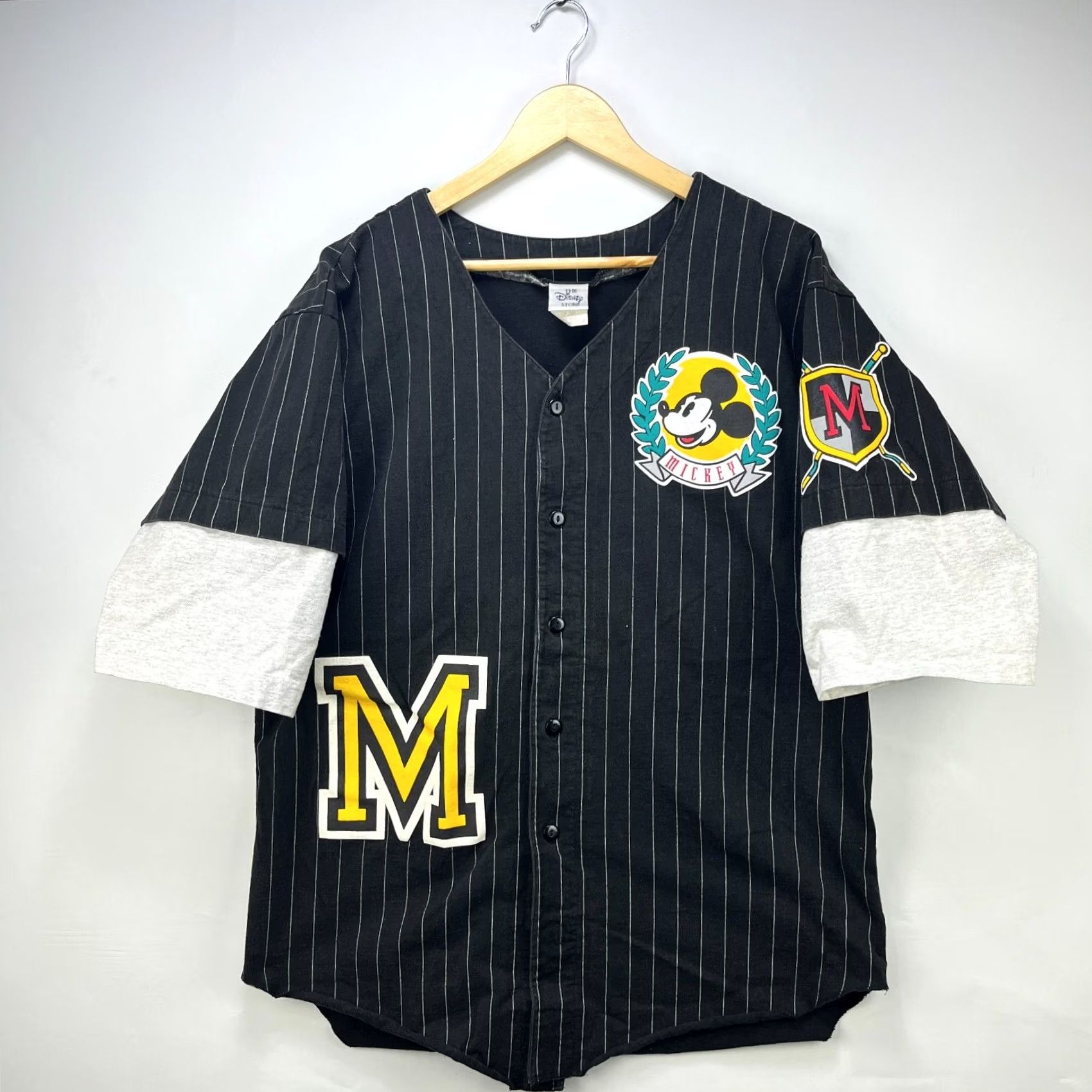 Disney VINTAGE Mickey Mouse Disney Baseball Jersey T-Shirt Large L Men Black 90s Pinstripe Disney Mens Size US L / EU 52-54 / 3 - 3 Thumbnail