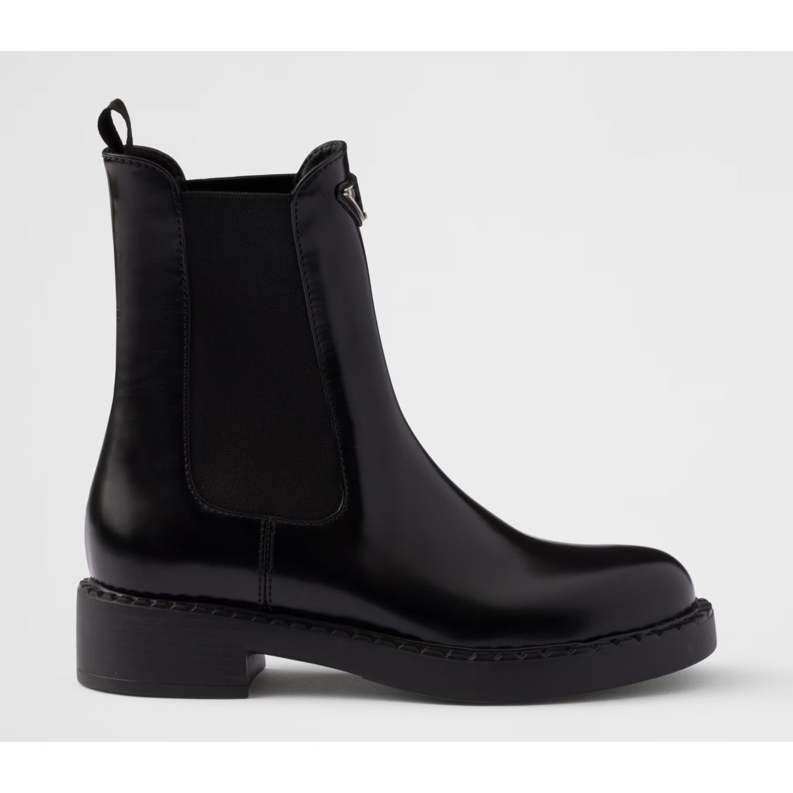 Prada Prada Chocolate Brushed Leather Black Pull On Chelsea Size US 7.5 / IT 37.5 - 3 Thumbnail