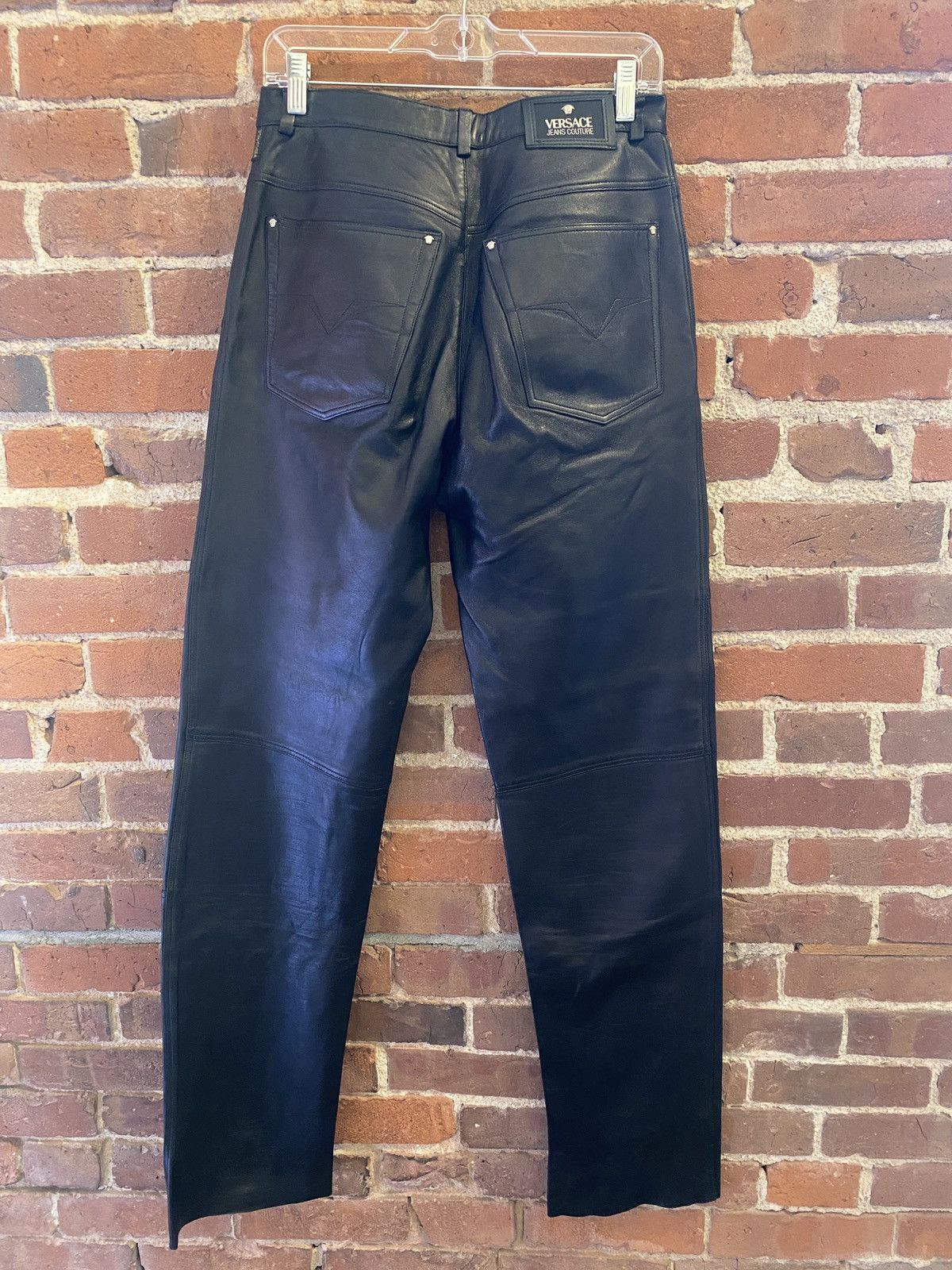 Versace Jeans Couture Vintage Versace Jeans Couture Black Leather Pants Size US 32 / EU 48 - 2 Thumbnail