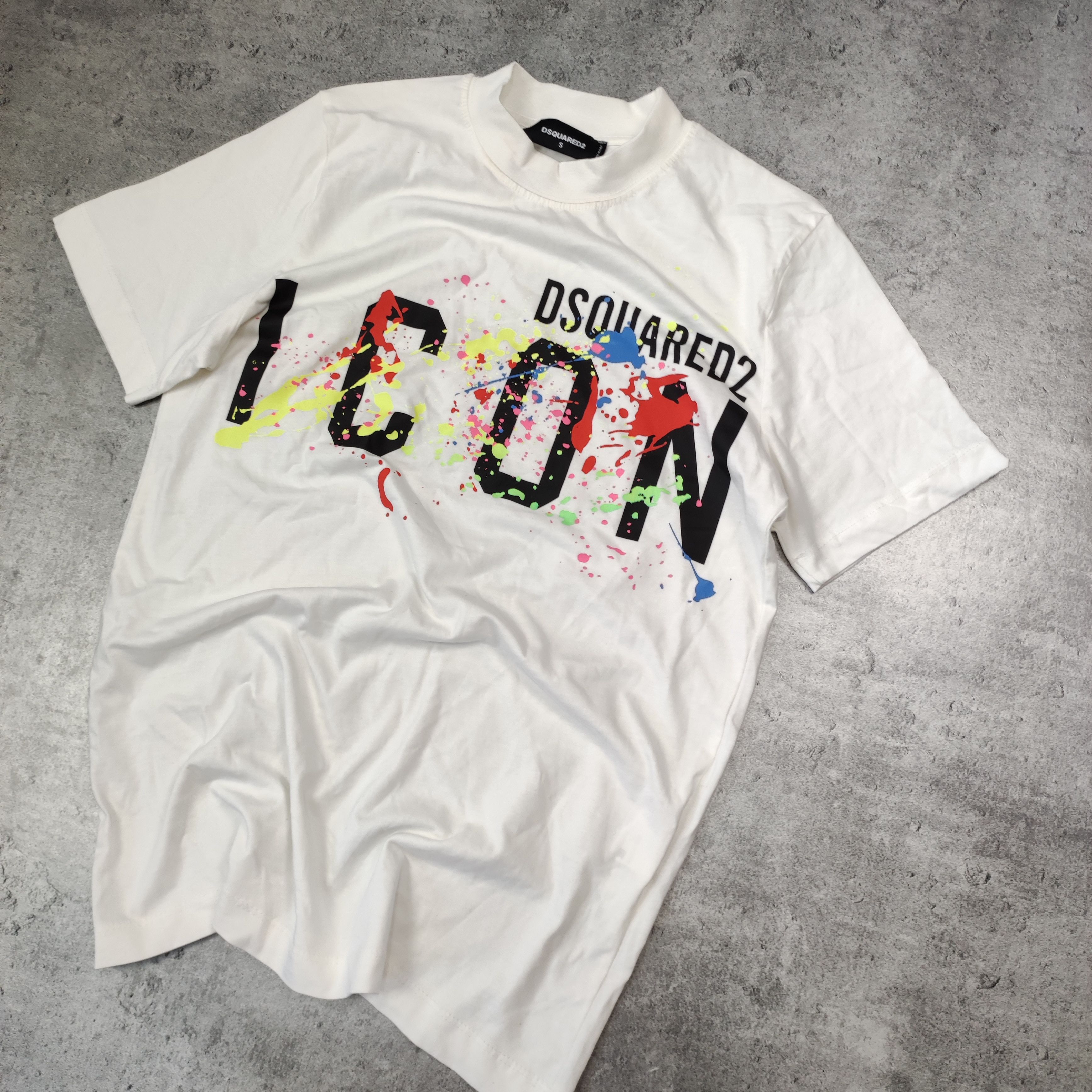Dsquared2 RARE Dsq2 Dsquared2 White ICON Paint Splah Logo Tee Size US S / EU 44-46 / 1 - 2 Thumbnail