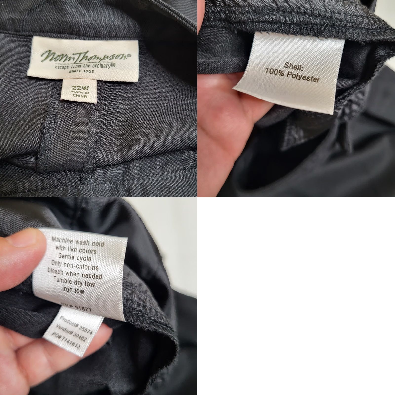 Jim Thompson NORM THOMPSON Pants Women's 22W Black Chino Casual Plus Size Modern Fit Regular Inseam 30 Vintage No Size 40" / US 18 - 8 Thumbnail