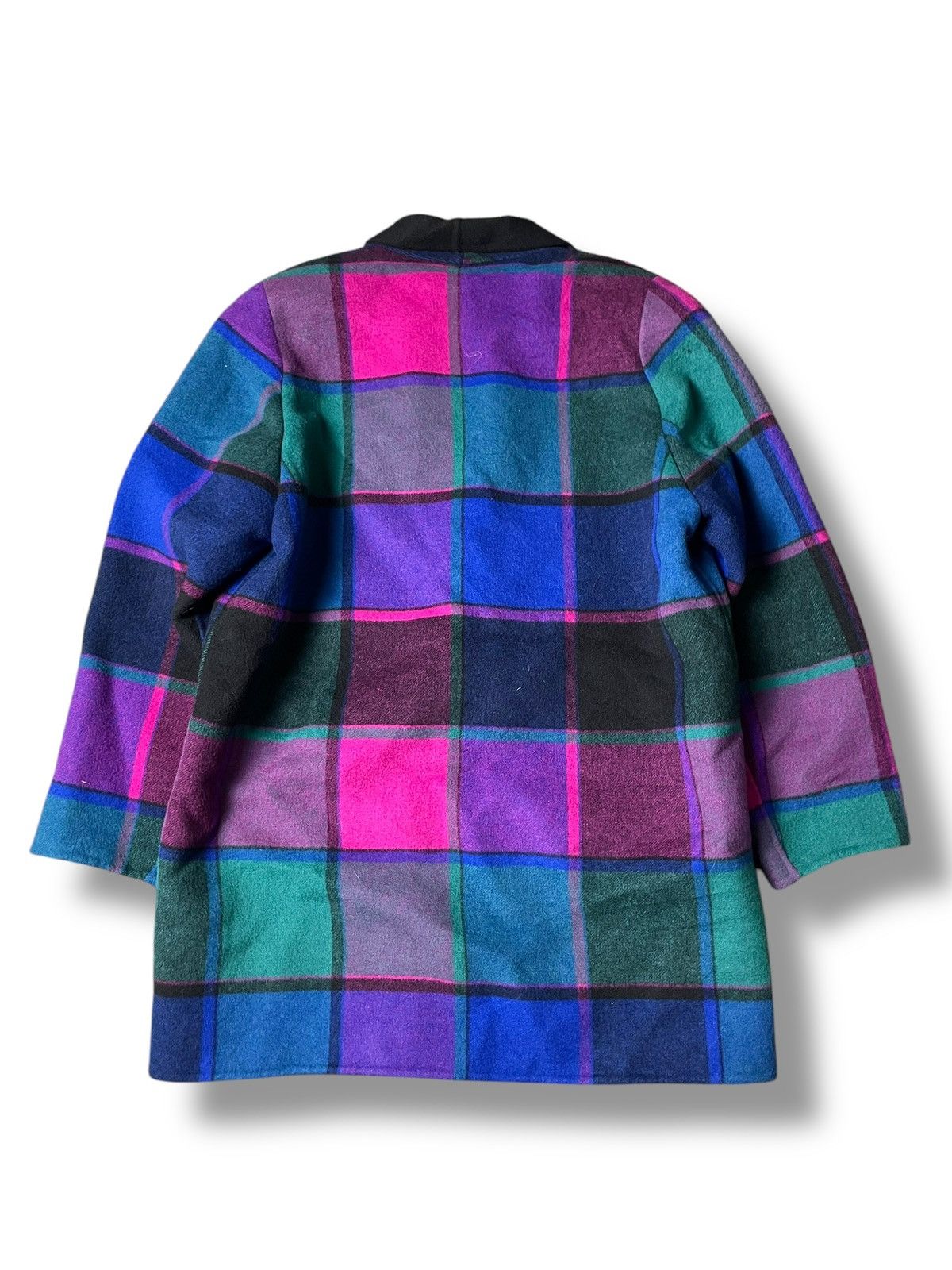 Handmade × Japanese Brand × Vintage HANDMADE Brand Purple Plaid Wool Coat (99) Size US M / EU 48-50 / 2 - 6 Thumbnail
