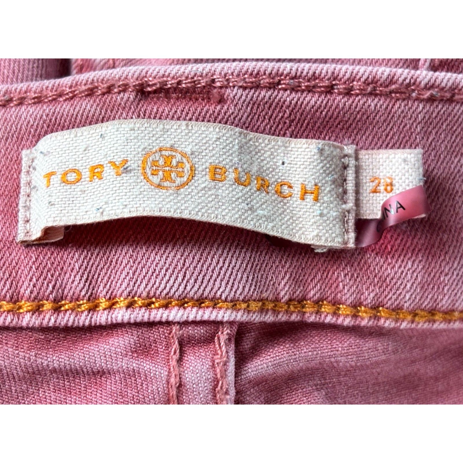 Tory Burch TORY BURCH Womens Skinny Jeans Mid Rise Ankle Pink Size 28 Regular Inseam 25 Stretch Denim 5-Pocket Logo Preppy Heritage Vintage? (No) Size 28" / US 6 / IT 42 - 6 Thumbnail