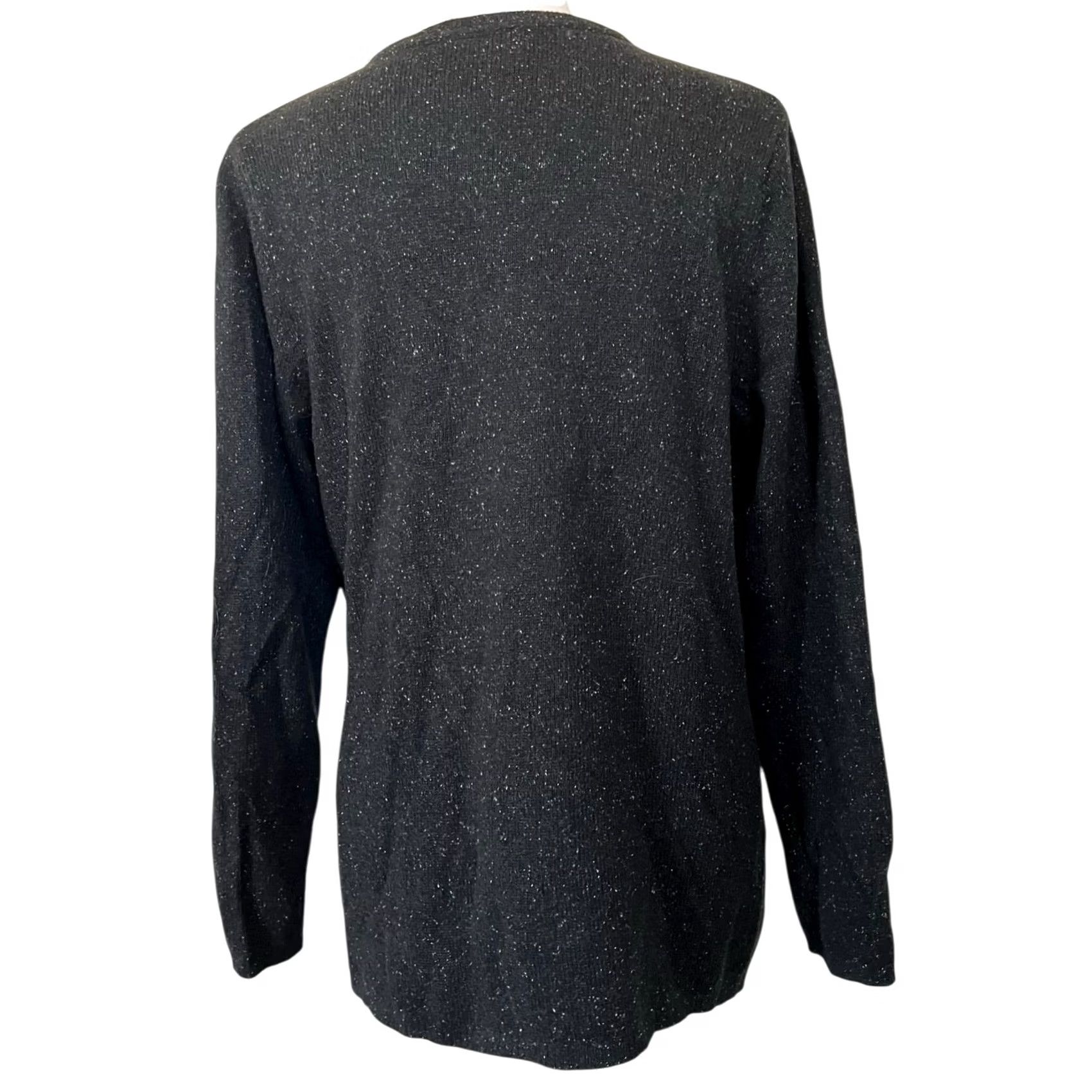 J. Jill J. Jill Sweater Black Speckled Side Tie Cotton Acrylic Silk Blend Women’s Medium Pullover Long Sleeve Knit Tops M Womens Size M / US 6-8 / IT 42-44 - 4 Thumbnail