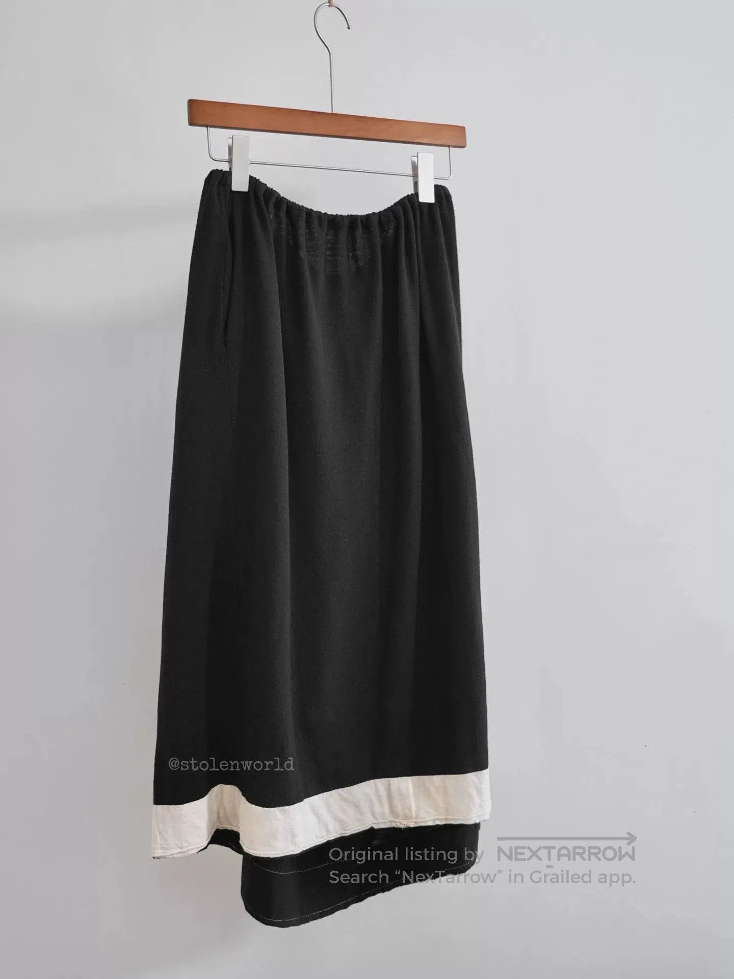 Y's black knitted wool skirt with drawstring. Size 23" - 7 Thumbnail