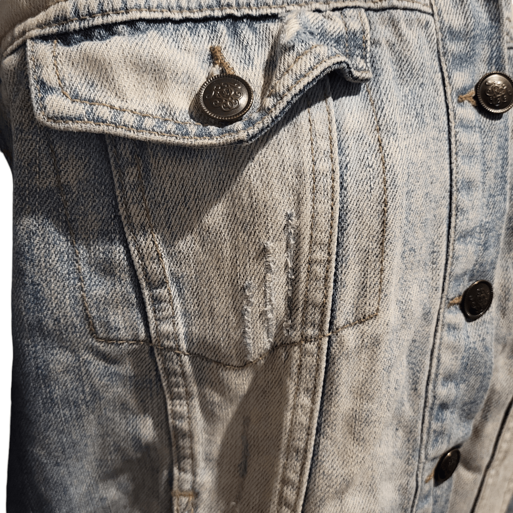 Jessica Simpson Jessica Simpson Distressed Faded Blue Denim Jean Jacket Size M / US 6-8 / IT 42-44 - 4 Thumbnail