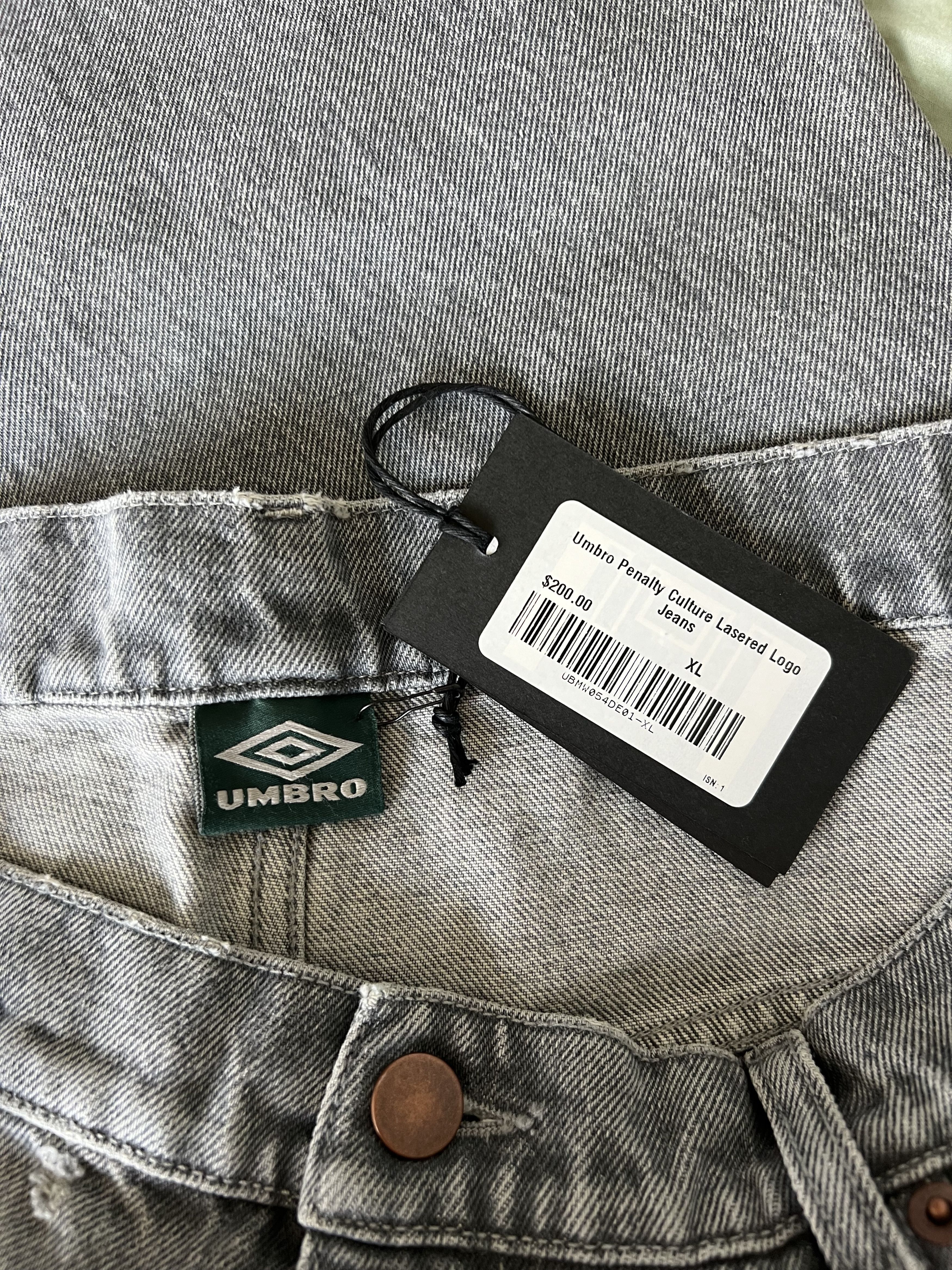 Slam Jam × Umbro Umbro Slam Jam Penalty Culture Lasered Logo Jeans in Grey Size US 34 / EU 50 - 8 Thumbnail