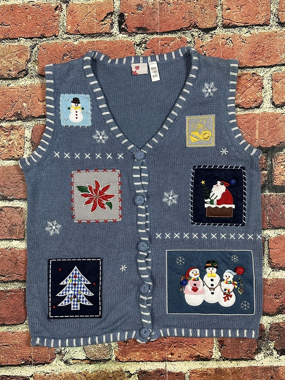 Holiday Brand Holiday Editions Christmas Sweater Vest Granny Snowman Santa Size M / US 6-8 / IT 42-44 - 1 Thumbnail