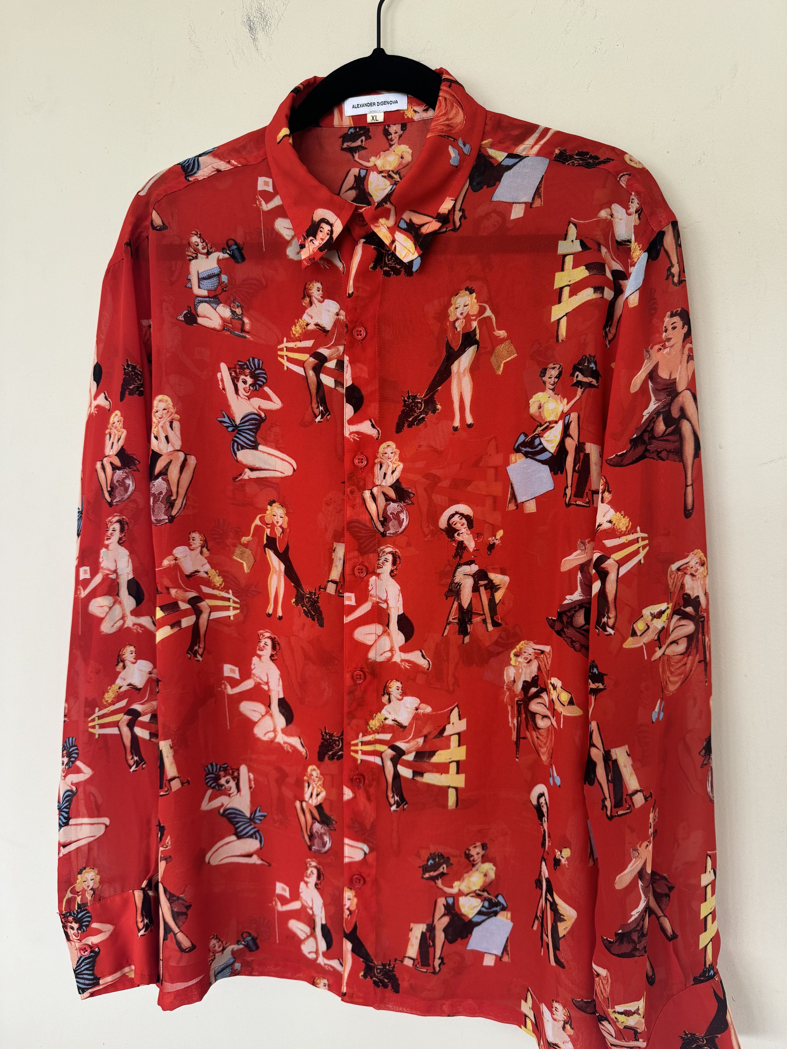 ALEXANDER DIGENOVA AD Pin Up Girls Button Up Size US XL / EU 56 / 4 - 3 Thumbnail