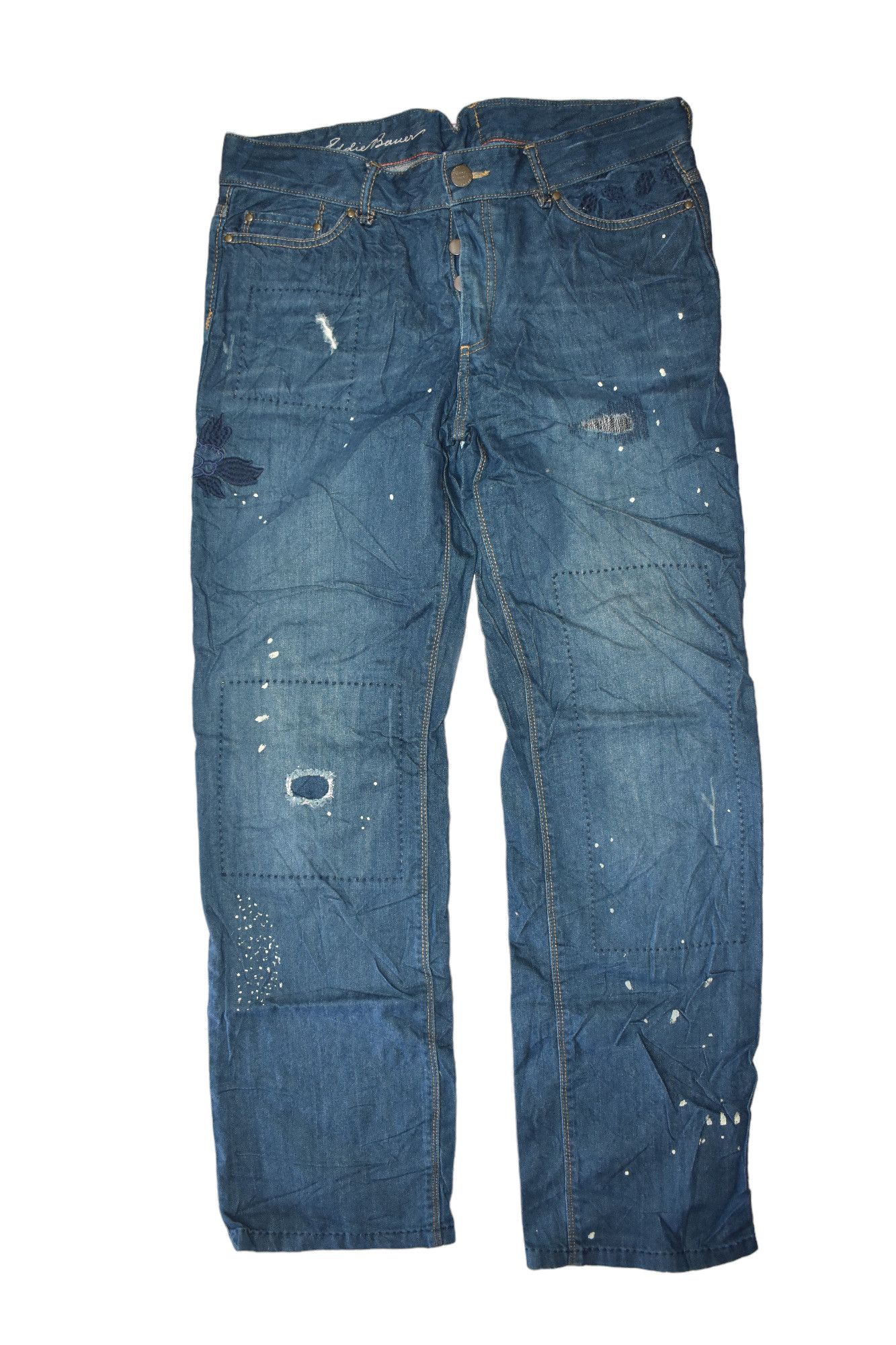 If Six Was Nine × Japanese Brand Vintage Eddie Bauer Patchwork Jeans Like Kapital Size US 34 / EU 50 - 1 Thumbnail