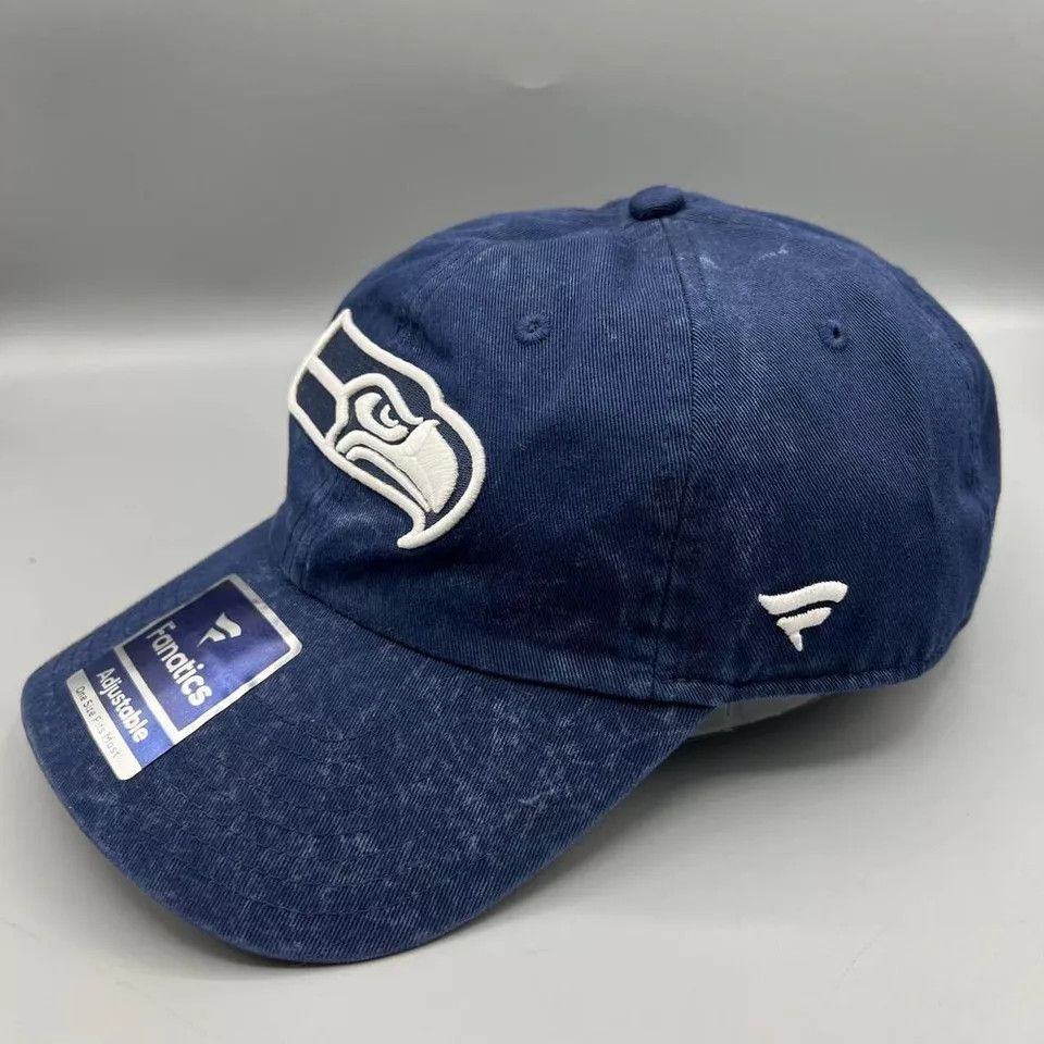 Other Seattle Seahawks Hat Men Blue Fanatics NFL Strap Back Cap Size ONE SIZE - 2 Thumbnail