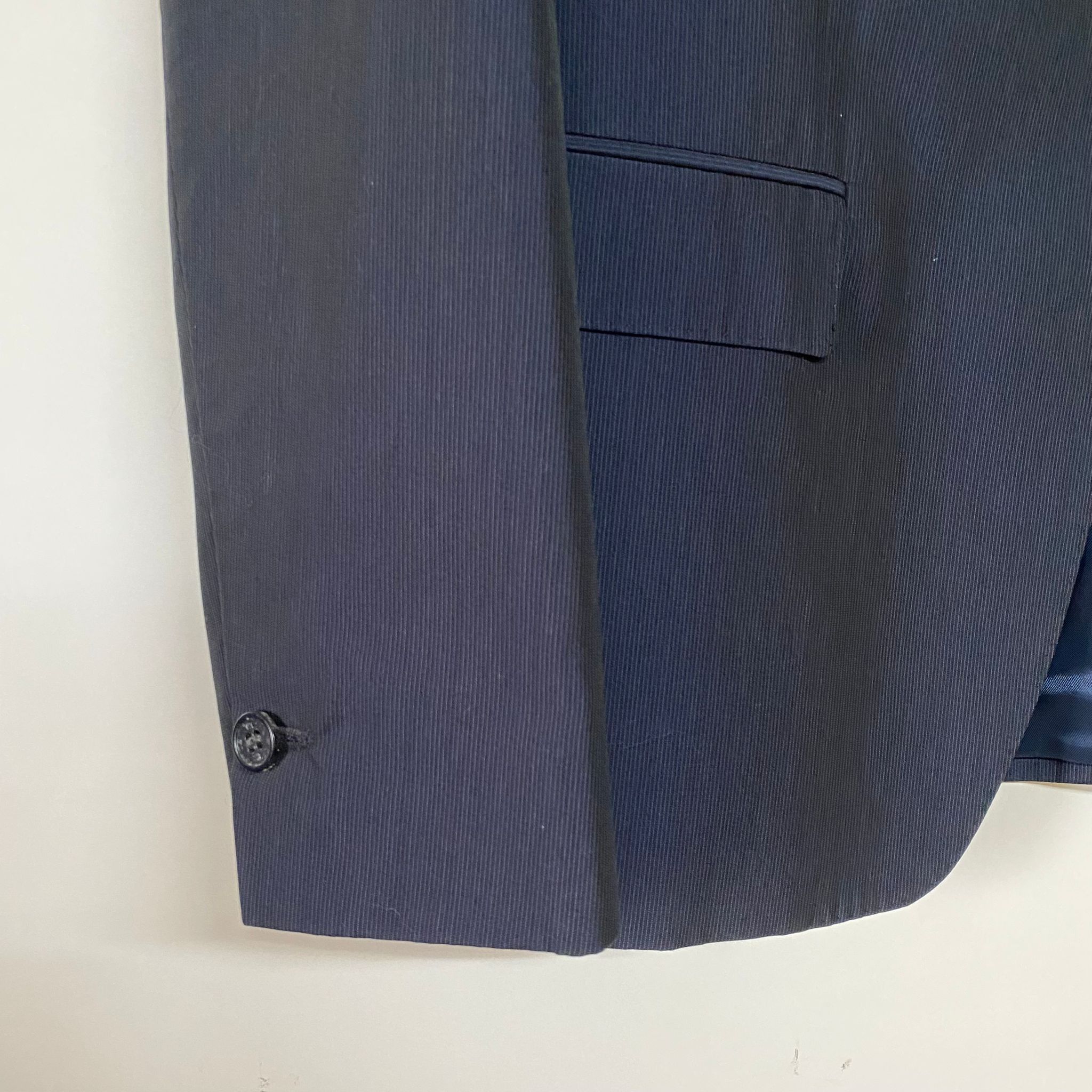 Paul Smith Navy Blue Pinstriped Cotton and Silk Blend 2-Button Blazer Size 50R - 2 Thumbnail