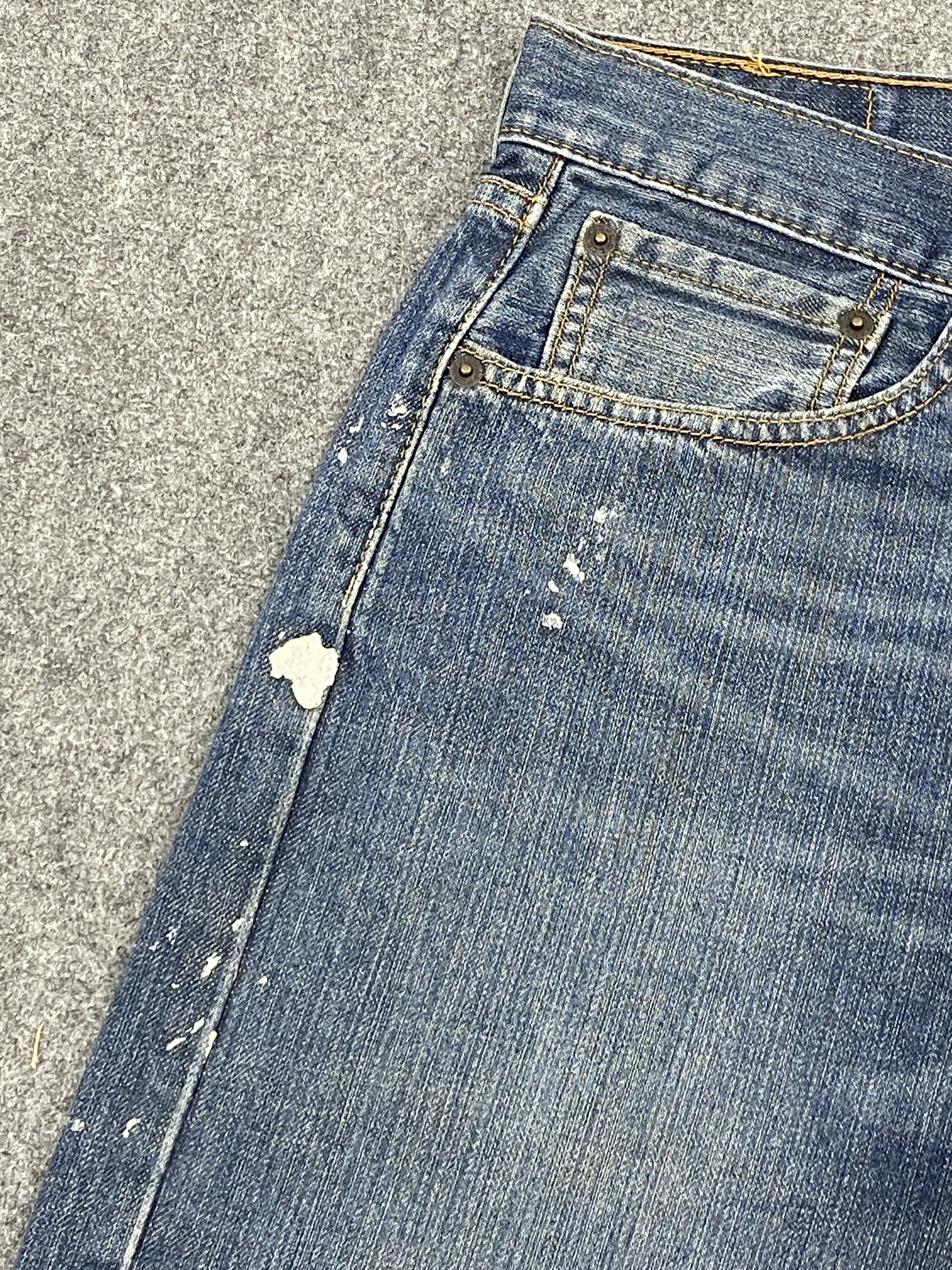 Levi's Splatter Paint Vintage Levi's 505 Faded Blue Jeans DP2648 Size US 33 - 11 Thumbnail