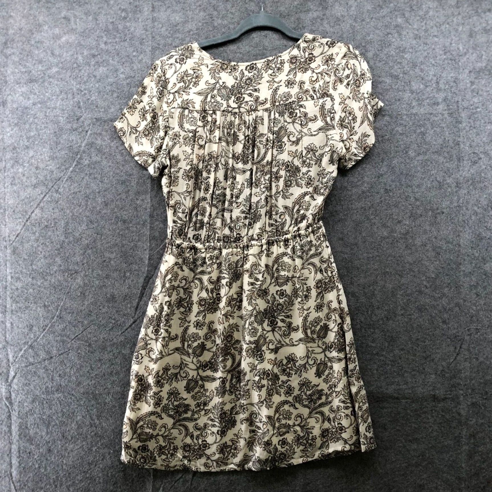 Lucky Brand VINTAGE Lucky Brand Boho Dress Women S Cream Beige Short Sleeve V-Neck Mini Sundress Bohemian 90s Size 28" / US 6 / IT 42 - 2 Thumbnail