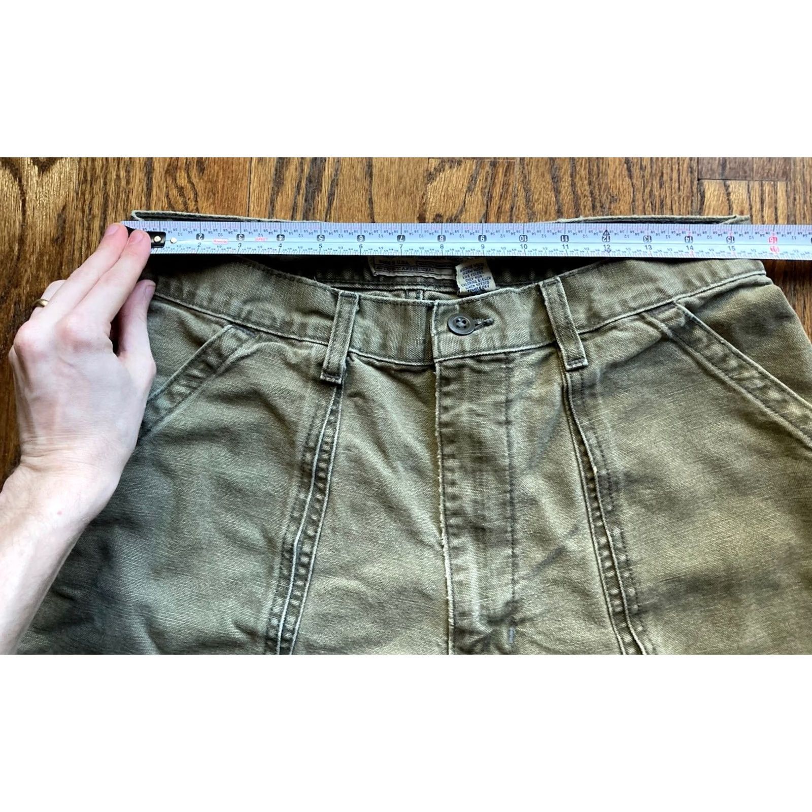 Abercrombie & Fitch VINTAGE Abercrombie & Fitch Pants Mens Size 32x27 Canvas 90s USA Made Military Cargo Workwear Green Cotton Straight Inseam 27 Size US 32 / EU 48 - 6 Thumbnail
