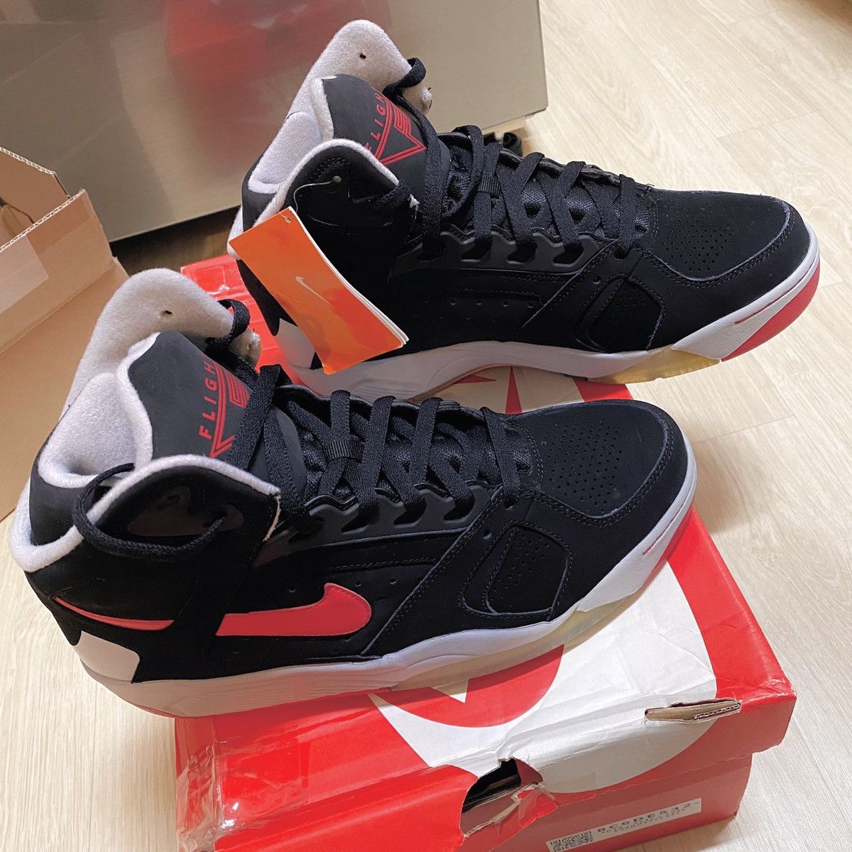 Nike [Size 10]2014 Nike Air Flight Lite High Black Red Grey Size US 10 / EU 43 - 1 Thumbnail