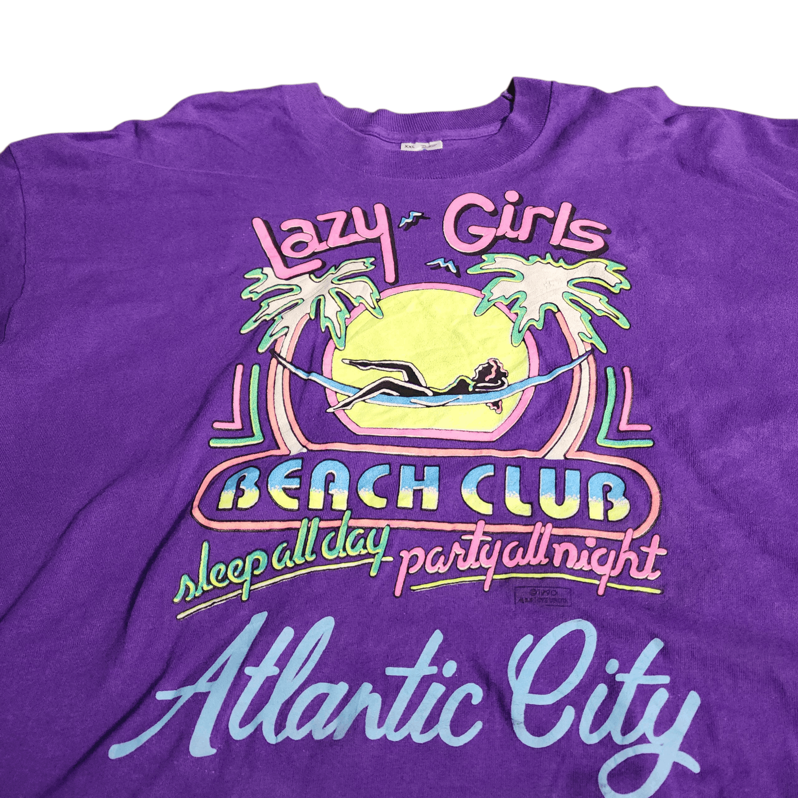 Vintage Vintage 1990 Lazy Girls Beach Club Atlantic City tees Fotl Size US XXL / EU 58 / 5 - 3 Thumbnail