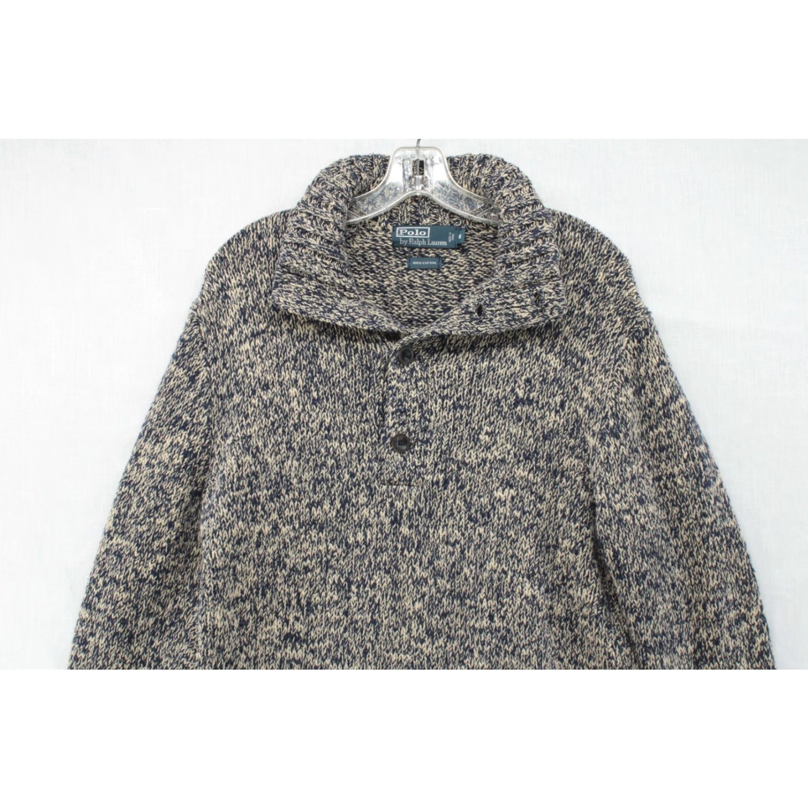 Polo Ralph Lauren VINTAGE Polo Ralph Lauren Cowl Neck Sweater Men’s Medium Blue Knit Pullover 90s Preppy Wool/Cotton Seasonal Fall Winter Mens Size US M / EU 48-50 / 2 - 4 Thumbnail