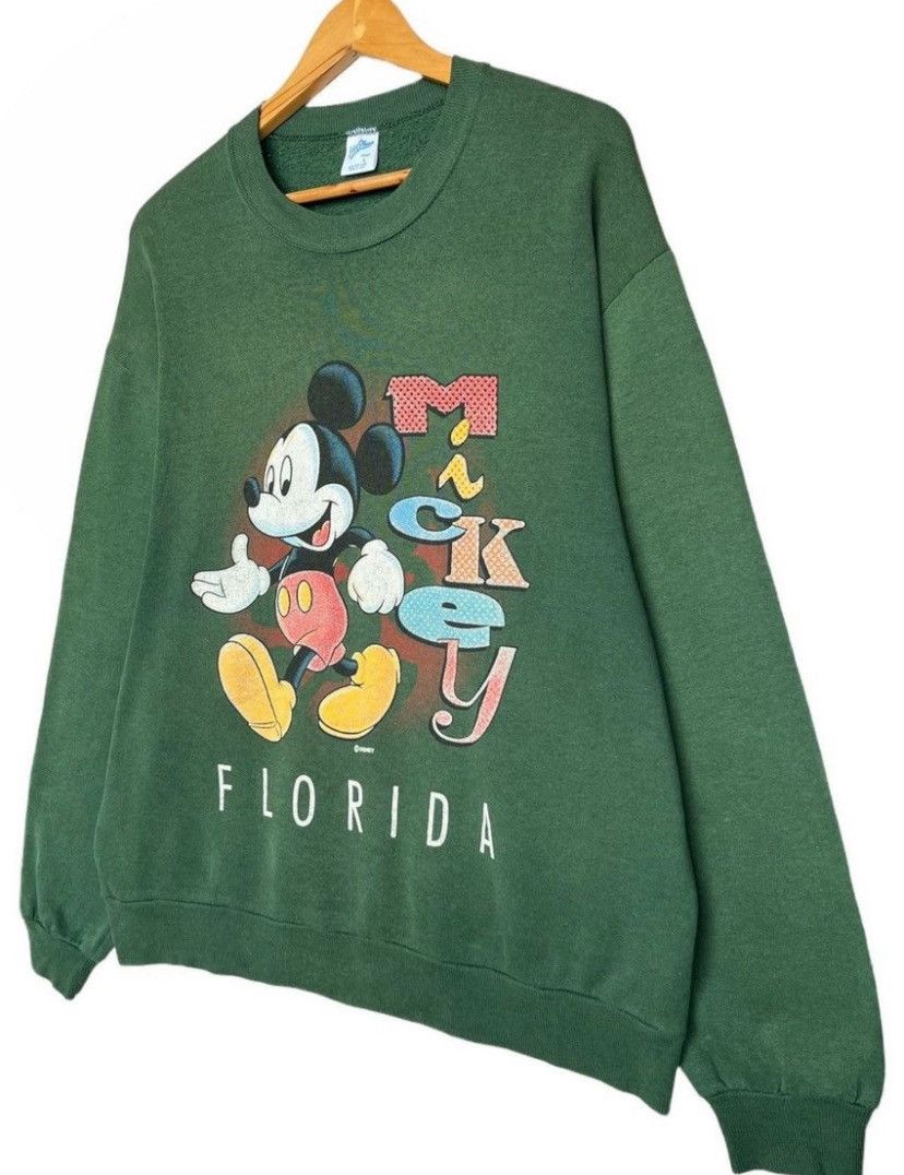 Vintage Vintage 90s Mickey Mouse Forest Green Sweatshirt Size Large Size US L / EU 52-54 / 3 - 4 Thumbnail