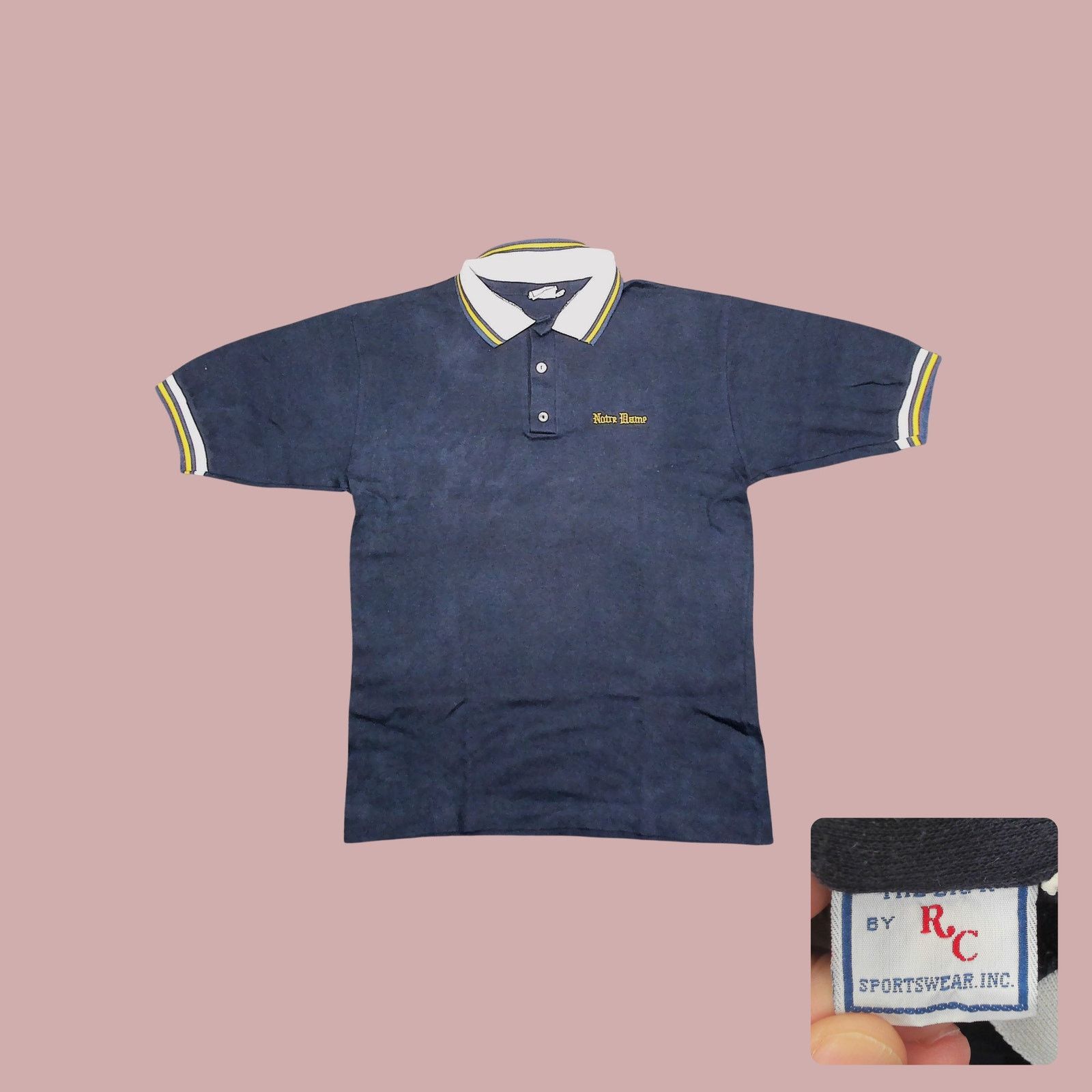 Vintage VTG RC Sportswear x Notre Dame 90s Faded Boxy Cropped Polo Size L / US 10 / IT 46 - 1 Thumbnail