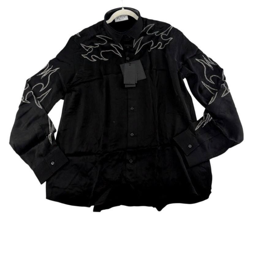 Philipp Plein Philipp Plein Men's Black Embellished Texas Shirt Size L Size US L / EU 52-54 / 3 - 9 Thumbnail