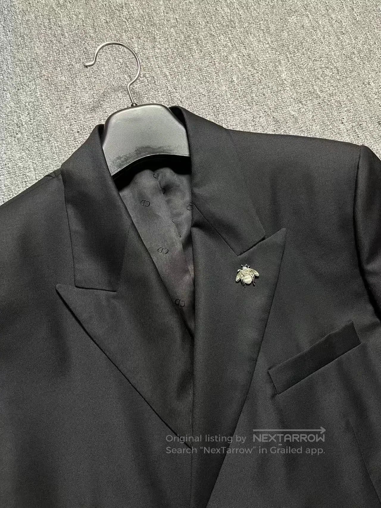 Dior Dior Black Wool Suit with Bee Brooch. Size US L / EU 52-54 / 3 - 4 Thumbnail