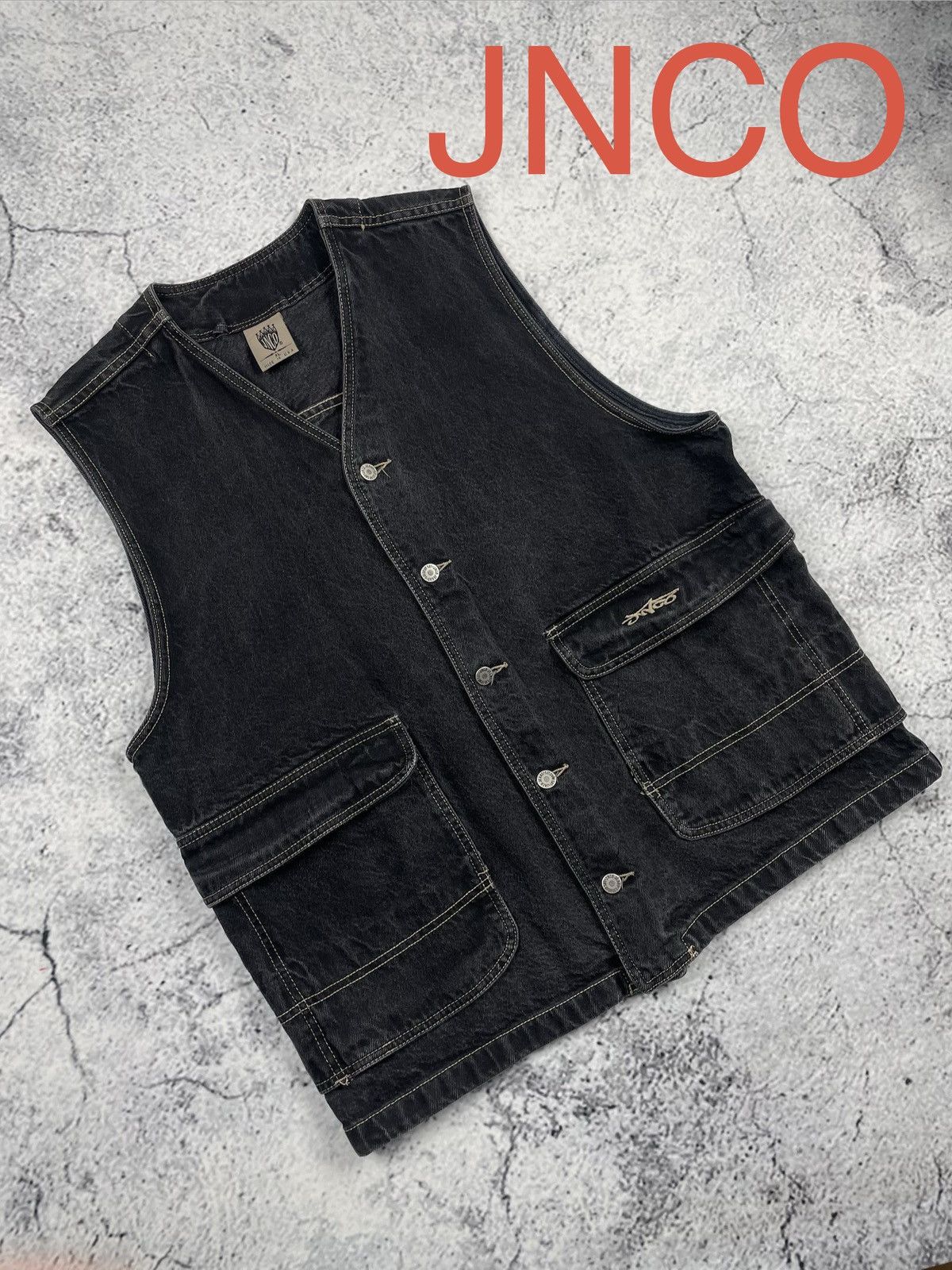JNCO JNCO XL Denim Vest Vintage JNCO Black Jeans Skate eg Size US XL / EU 56 / 4 - 1 Thumbnail