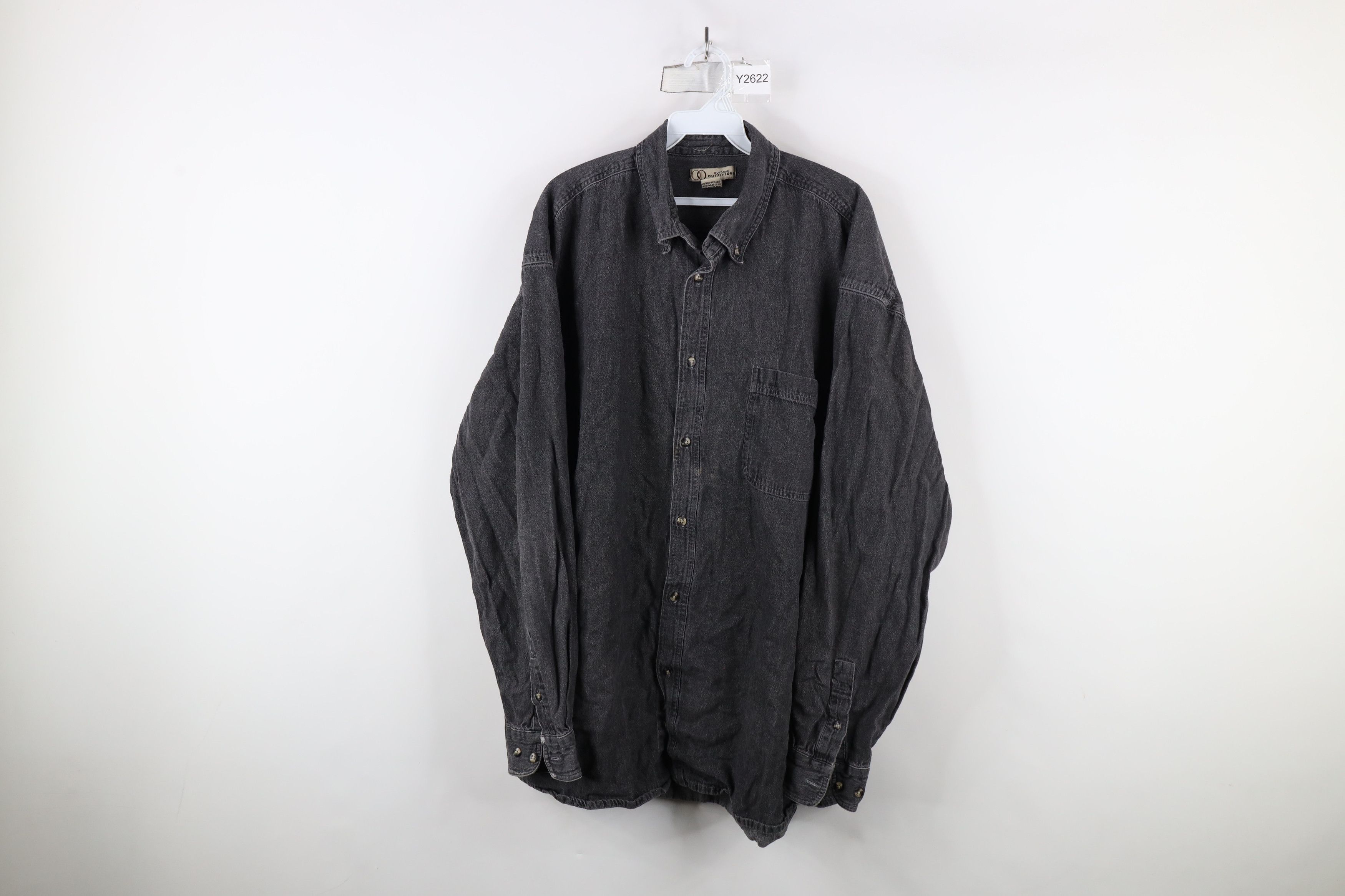 Vintage Vintage 90s Streetwear Jean Collared Button Down Shirt Black Size US XXL / EU 58 / 5 - 1 Thumbnail