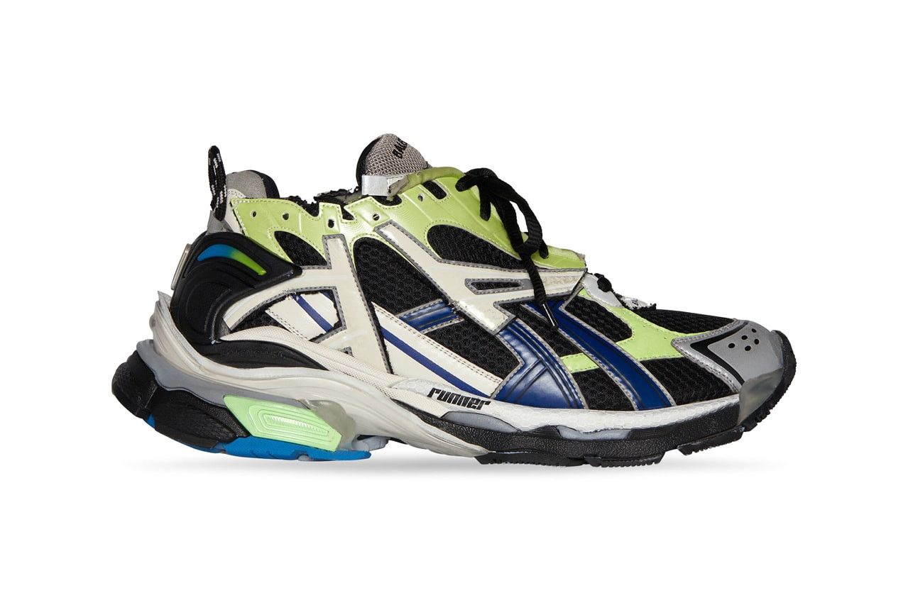 image of Balenciaga White/green/black Runner Sneakers, Men's (Size 8)