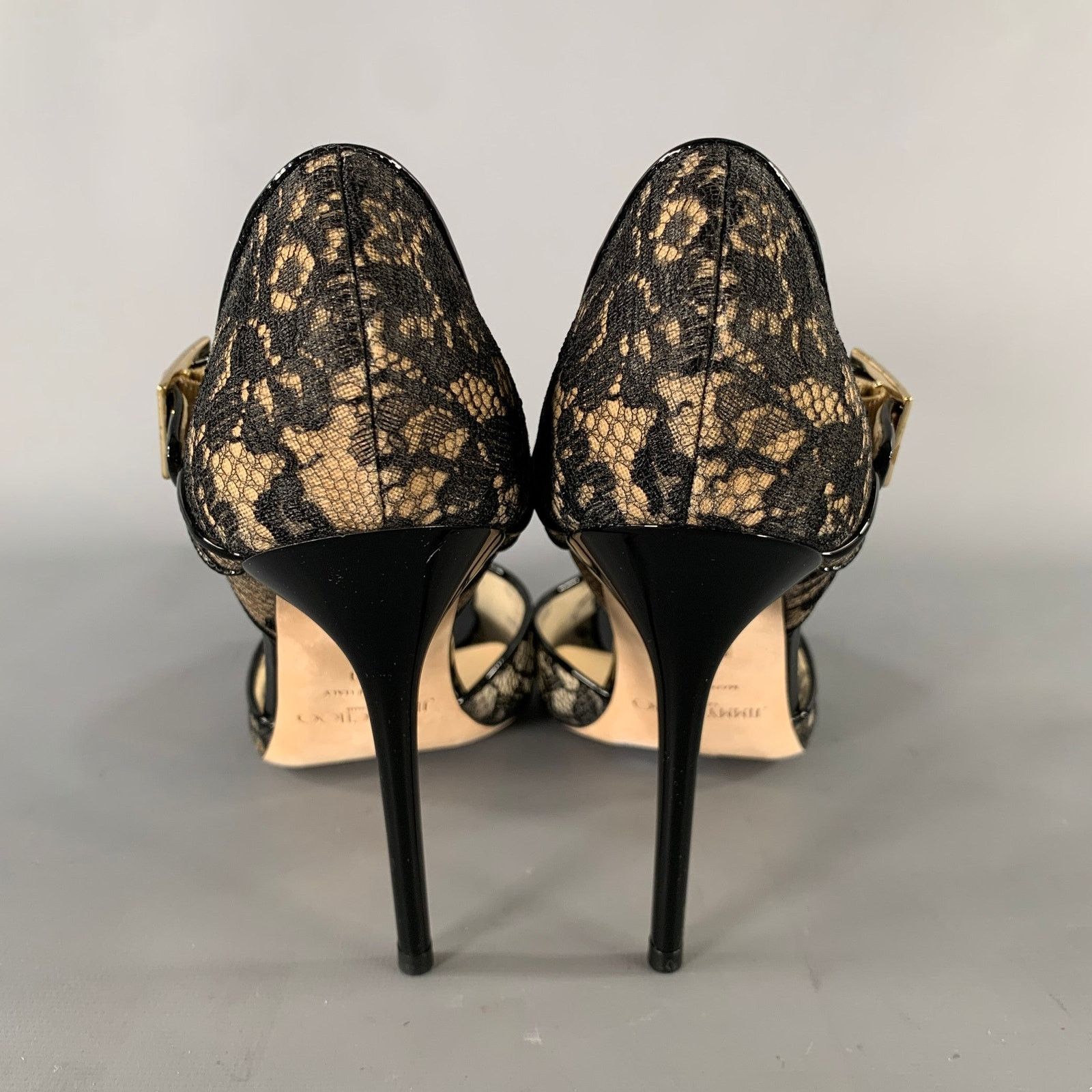 Jimmy Choo JIMMY CHOO Size 9 Black Cream Lace 144Lace Stiletto Pumps Size US 9 / IT 39 - 3 Thumbnail