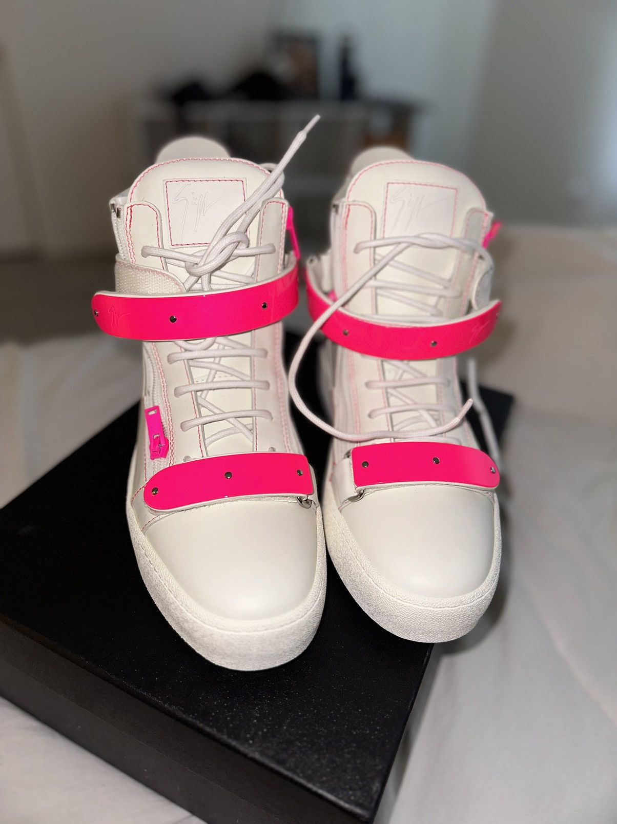 image of Giuseppe Zanotti Coby Luxury Hightops Shoes in Pink, Men's (Size 9.5)