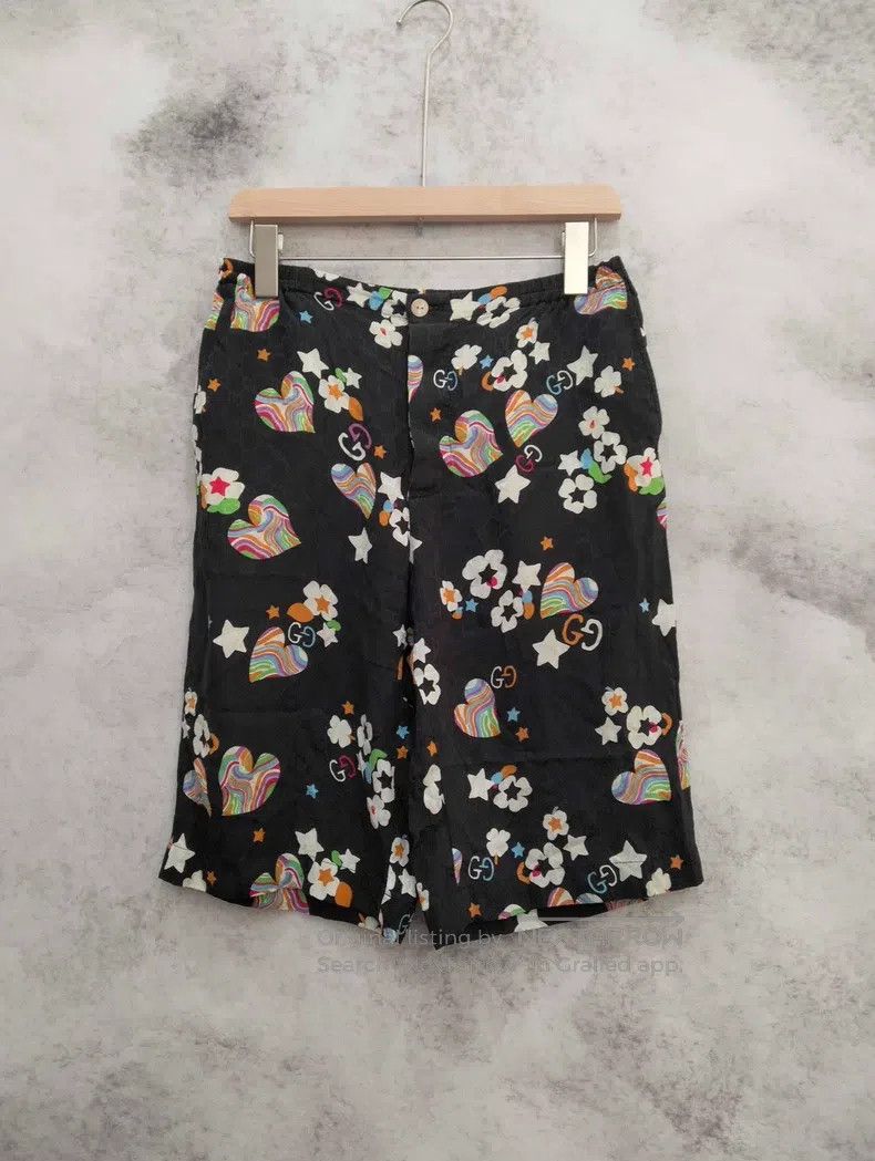 Gucci Full logo mulberry silk fabric shorts