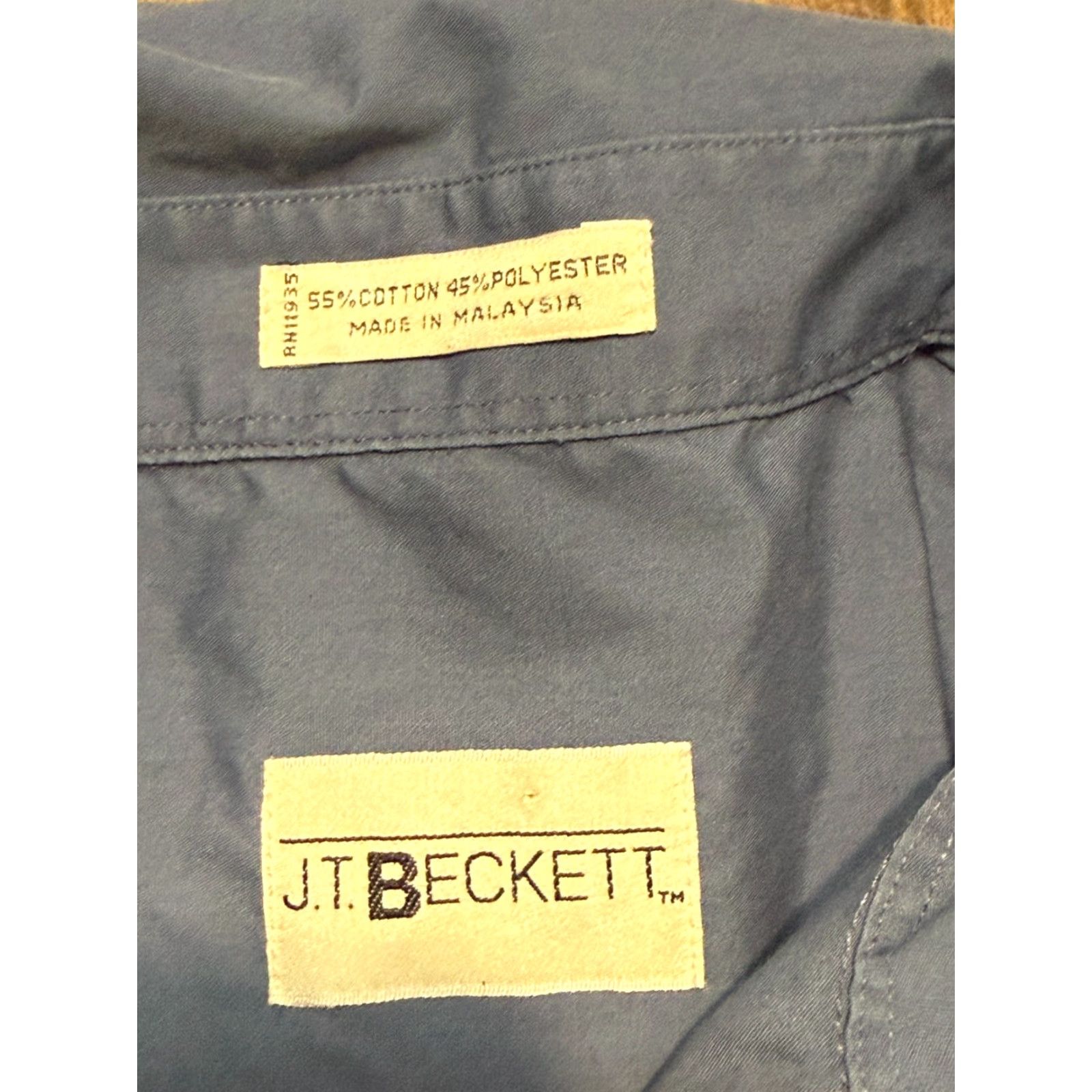 Vintage VINTAGE J.T. Beckett Shirt Men's XL Blue Long Sleeve Button Up Front Pocket Shirt Size US XL / EU 56 / 4 - 6 Thumbnail