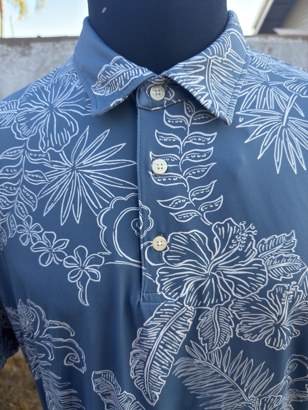 Reyn Spooner PreOwned Reyn Spooner Brrr Polo Shirt Hawaiian Blue Men's L Size US L / EU 52-54 / 3 - 3 Thumbnail