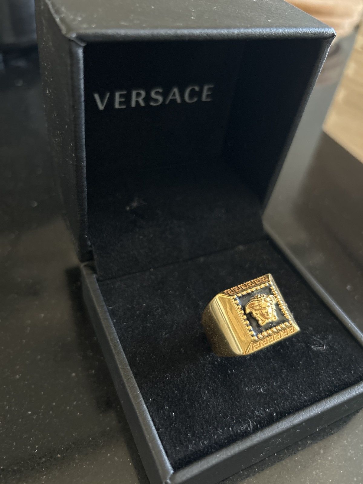 Versace Versace Medusa Black Enamel Ring Size ONE SIZE - 2 Thumbnail