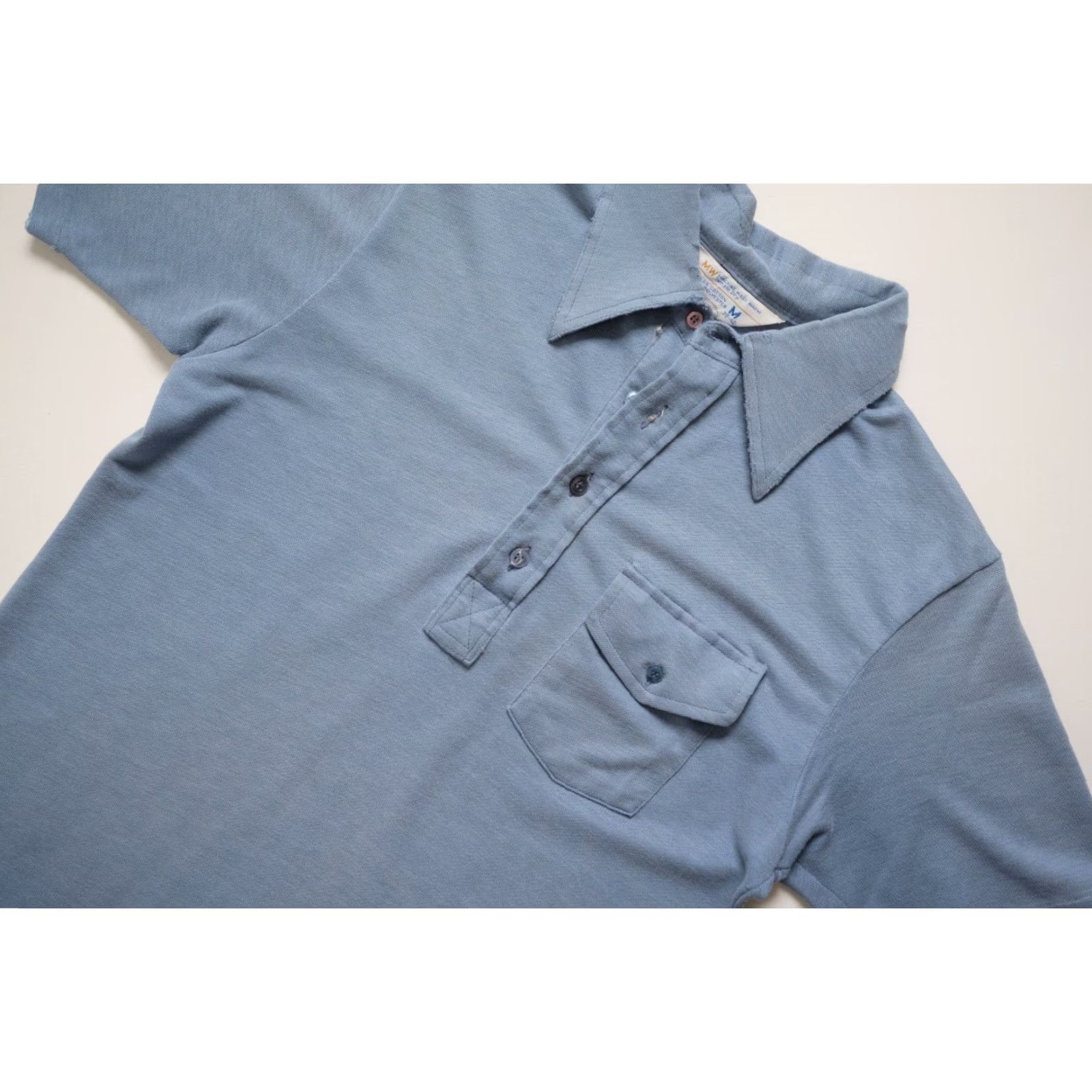 JCPenney VINTAGE JC PENNEY Big Collar Blue Polo Casual Pocket T Shirt M USA Made 70s Disco Mens Size US M / EU 48-50 / 2 - 5 Thumbnail